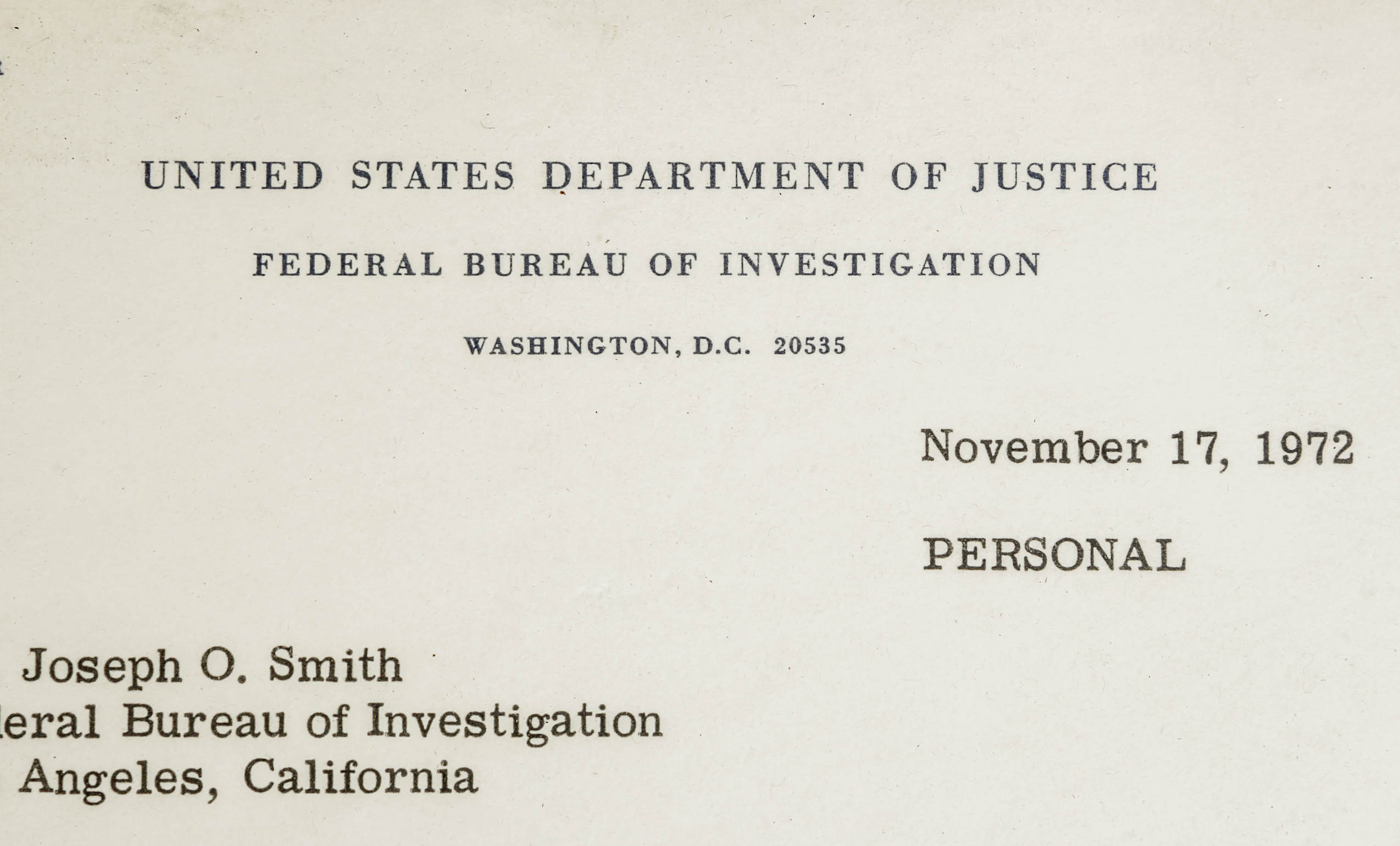 Framed 1972 Letter from Acting FBI Director and 25th Anniversary 10K Service Award Key