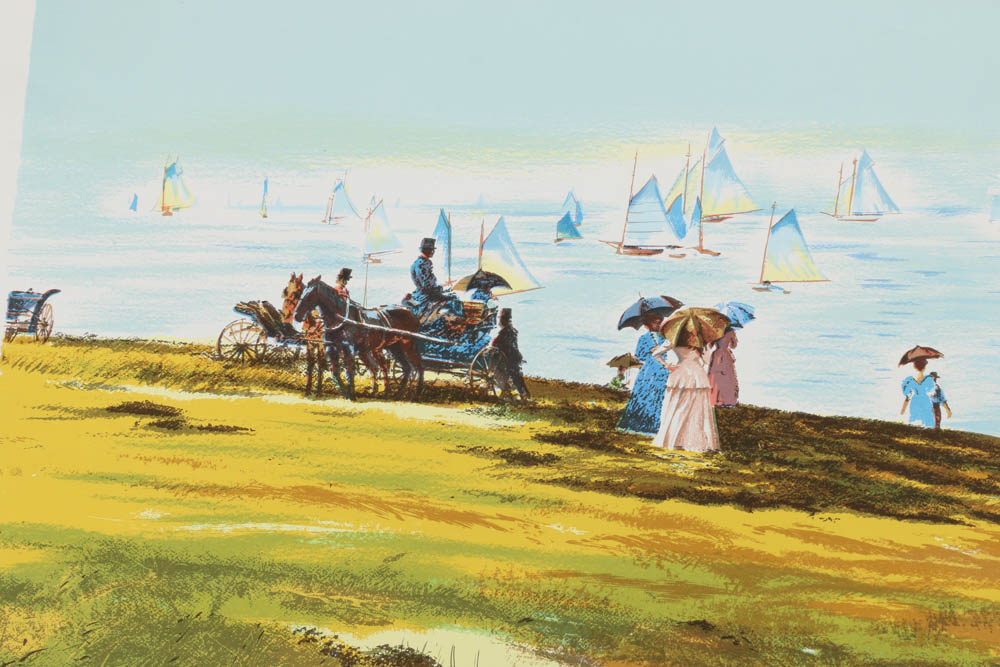 Pair of William Nelson Limited Edition Lithographs on Paper "Sunday by the Lake" and "Plenty of Advice"