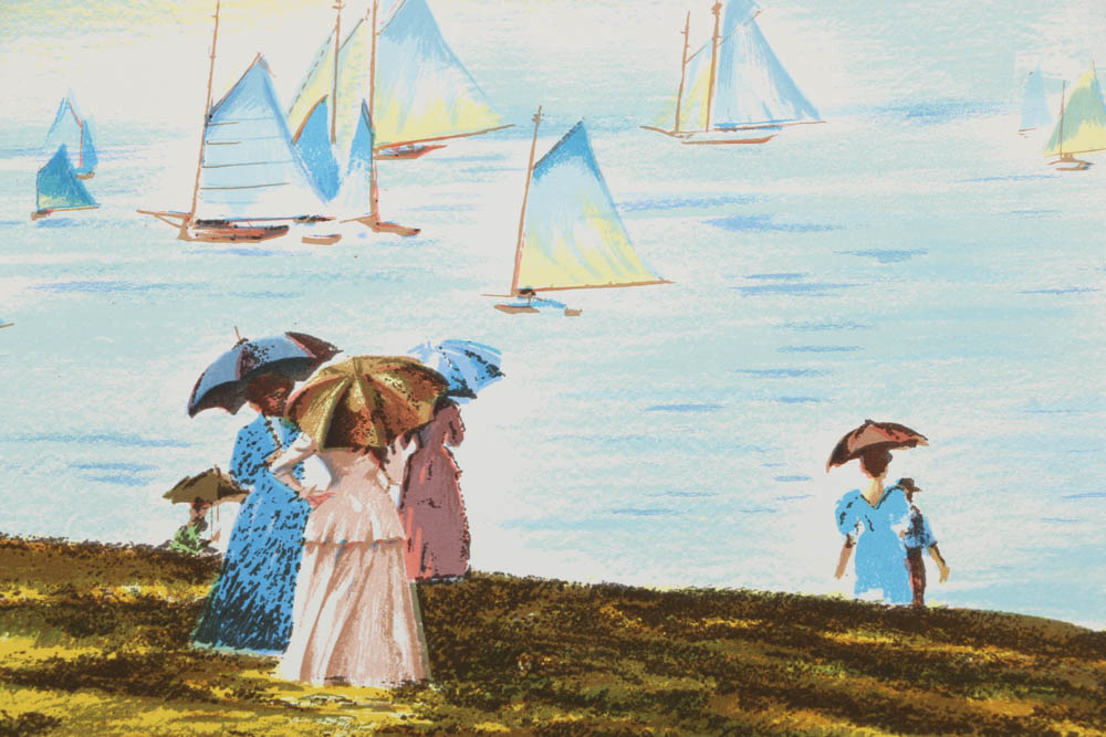 Pair of William Nelson Limited Edition Lithographs on Paper "Sunday by the Lake" and "Plenty of Advice"