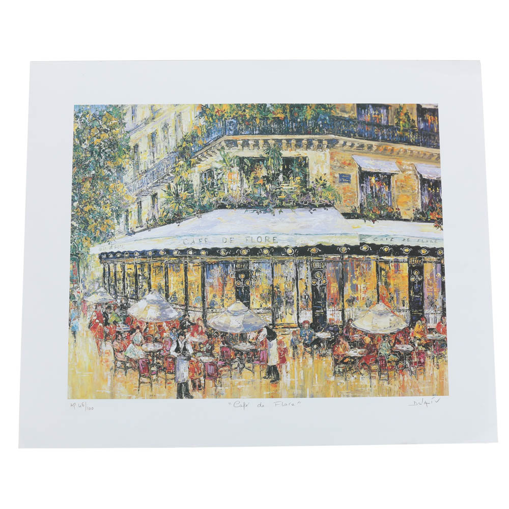 Duaív Artist's Proof Offset Lithograph on Paper "Café de Flore"