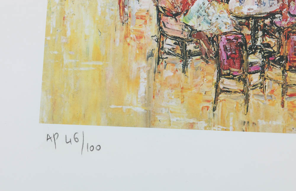 Duaív Artist's Proof Offset Lithograph on Paper "Café de Flore"