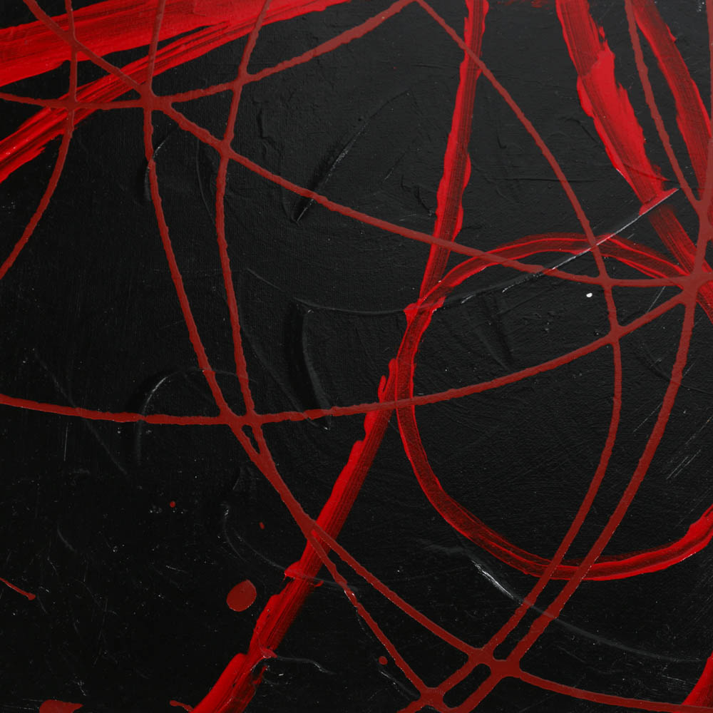 Eight-Panel Acrylic Painting "Abstract Intricacy in Red" by Robert Kwon