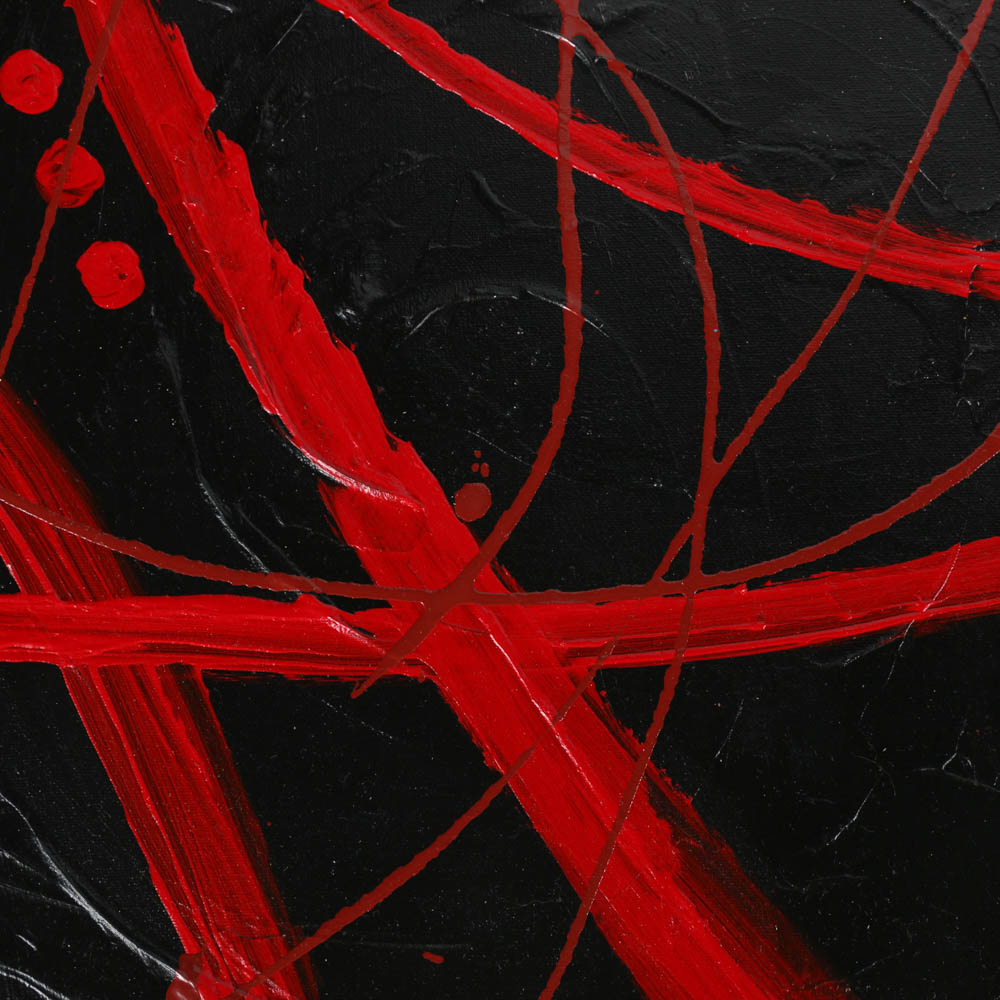 Eight-Panel Acrylic Painting "Abstract Intricacy in Red" by Robert Kwon