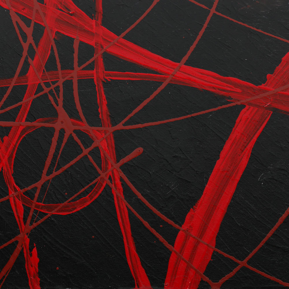 Eight-Panel Acrylic Painting "Abstract Intricacy in Red" by Robert Kwon