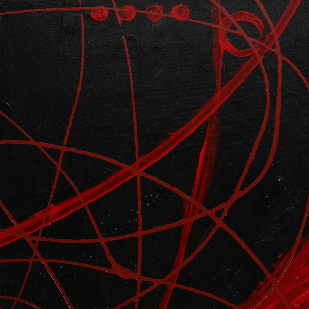 Eight-Panel Acrylic Painting "Abstract Intricacy in Red" by Robert Kwon