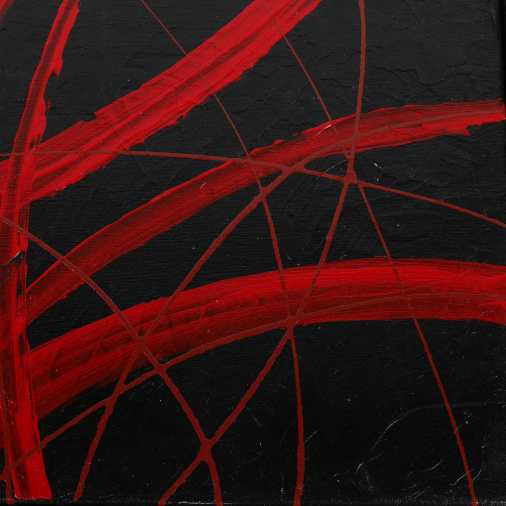 Eight-Panel Acrylic Painting "Abstract Intricacy in Red" by Robert Kwon