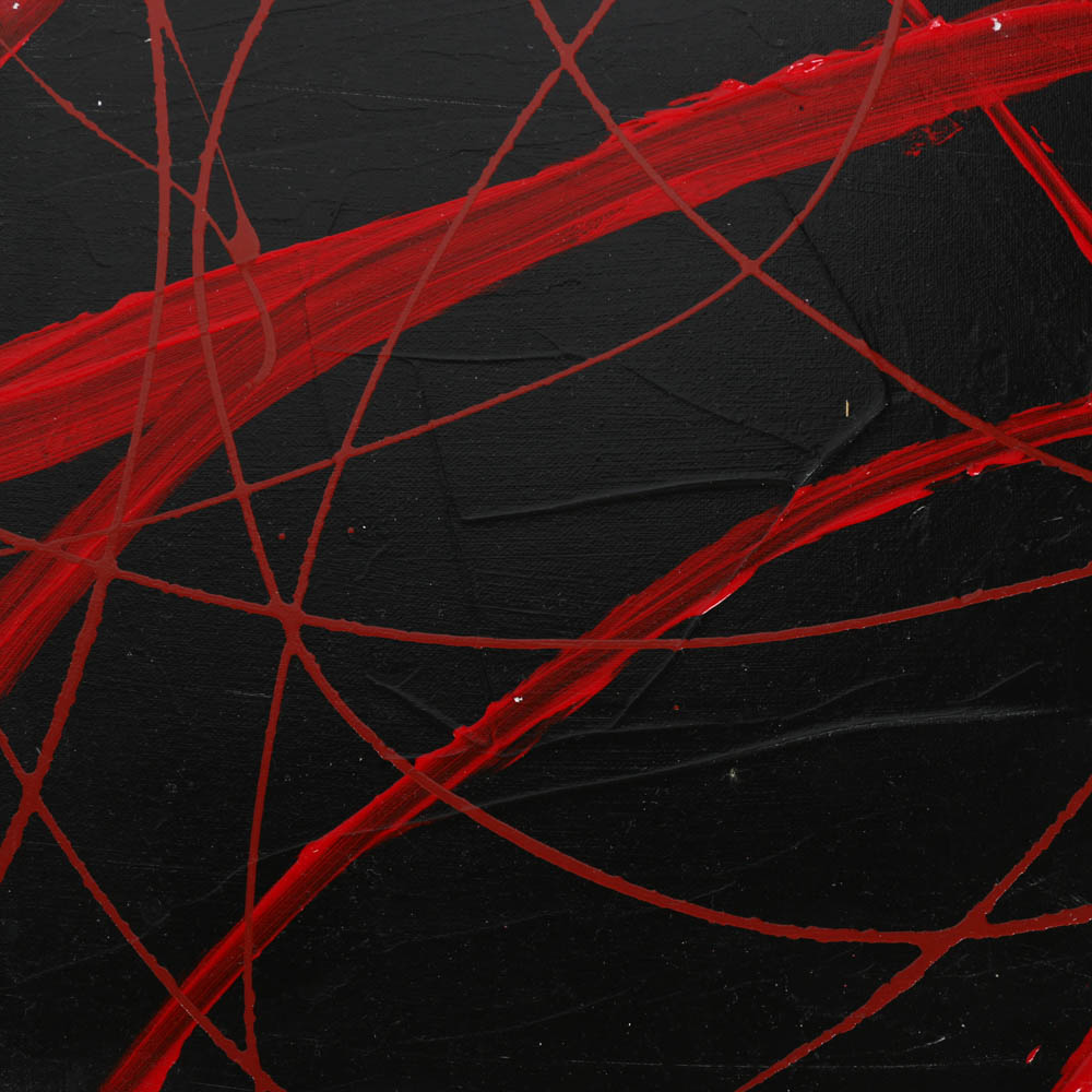 Eight-Panel Acrylic Painting "Abstract Intricacy in Red" by Robert Kwon