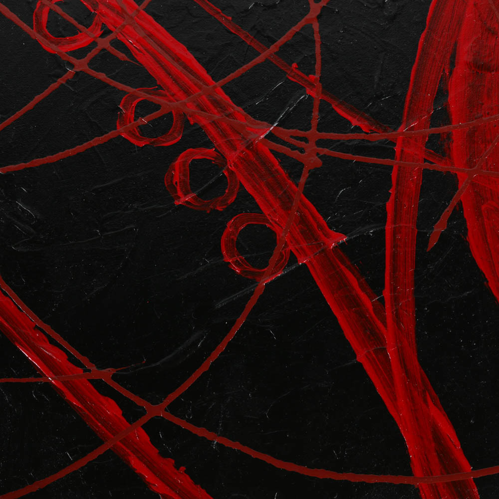 Eight-Panel Acrylic Painting "Abstract Intricacy in Red" by Robert Kwon