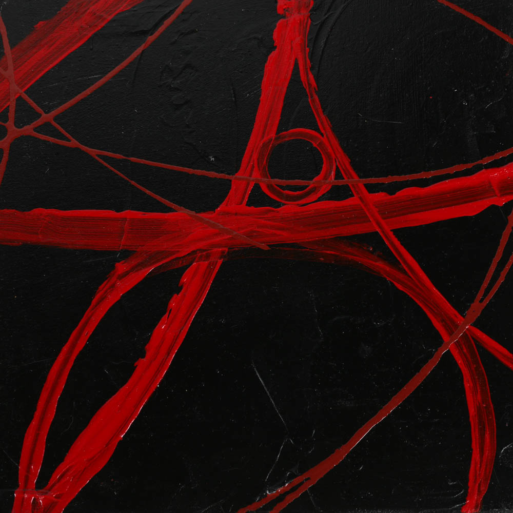 Eight-Panel Acrylic Painting "Abstract Intricacy in Red" by Robert Kwon