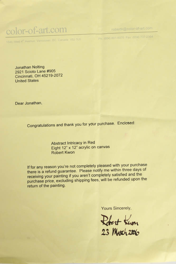 Eight-Panel Acrylic Painting "Abstract Intricacy in Red" by Robert Kwon