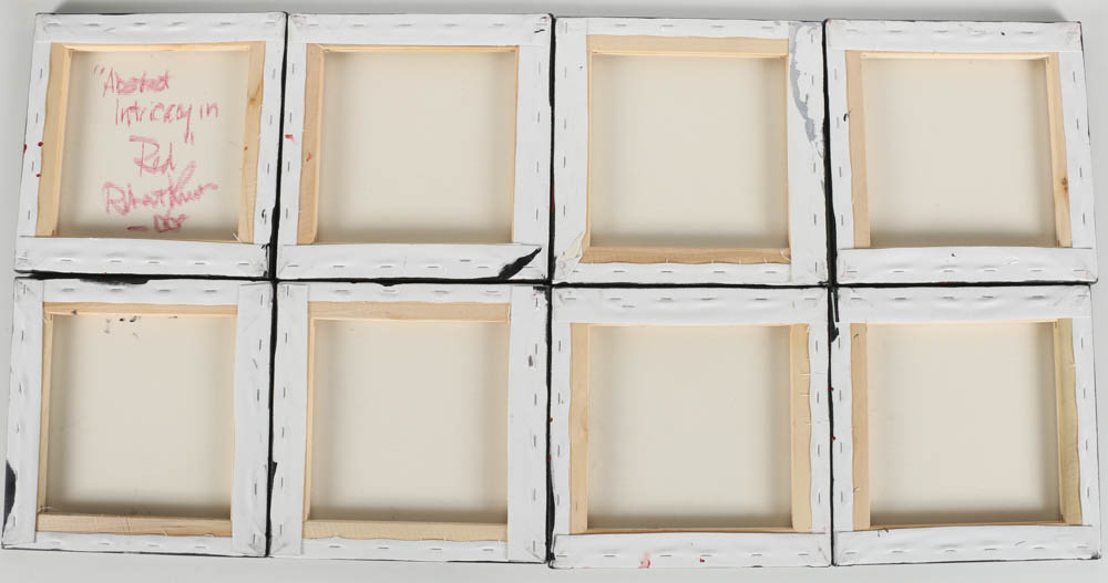 Eight-Panel Acrylic Painting "Abstract Intricacy in Red" by Robert Kwon