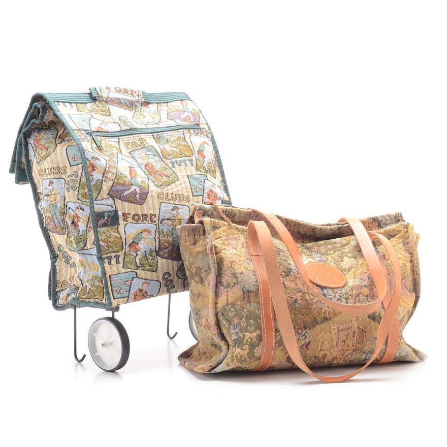 Rula Tapestry Tote Bag and a Tapestry Wheeled Cart