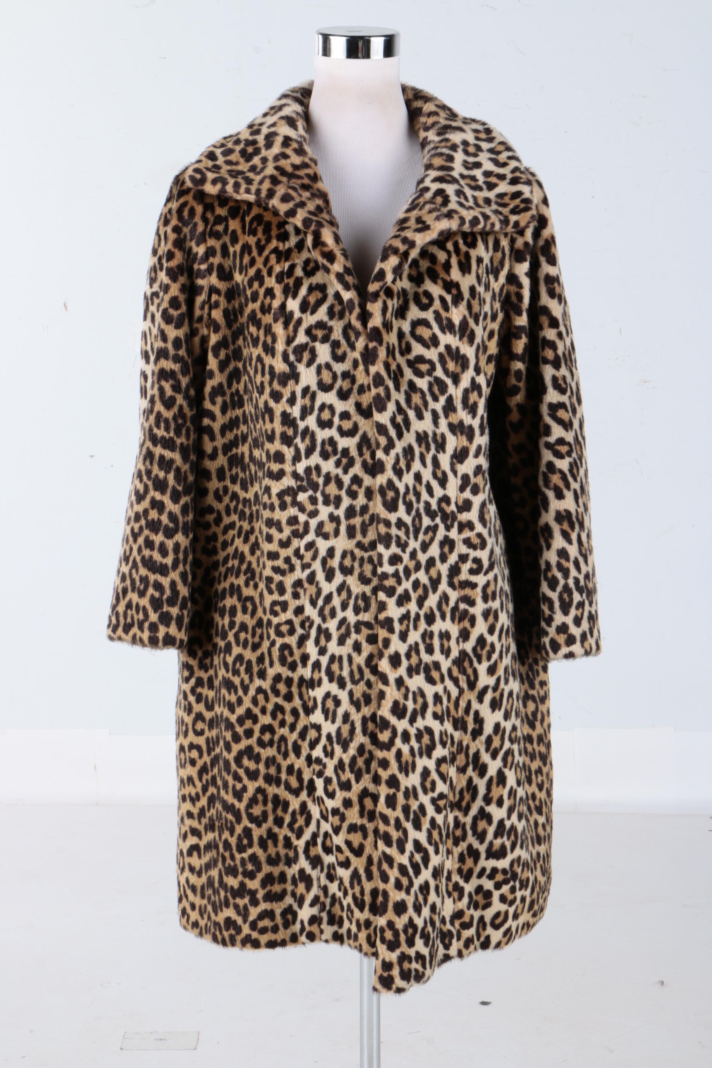 Faux Fur Leopard Print Coat