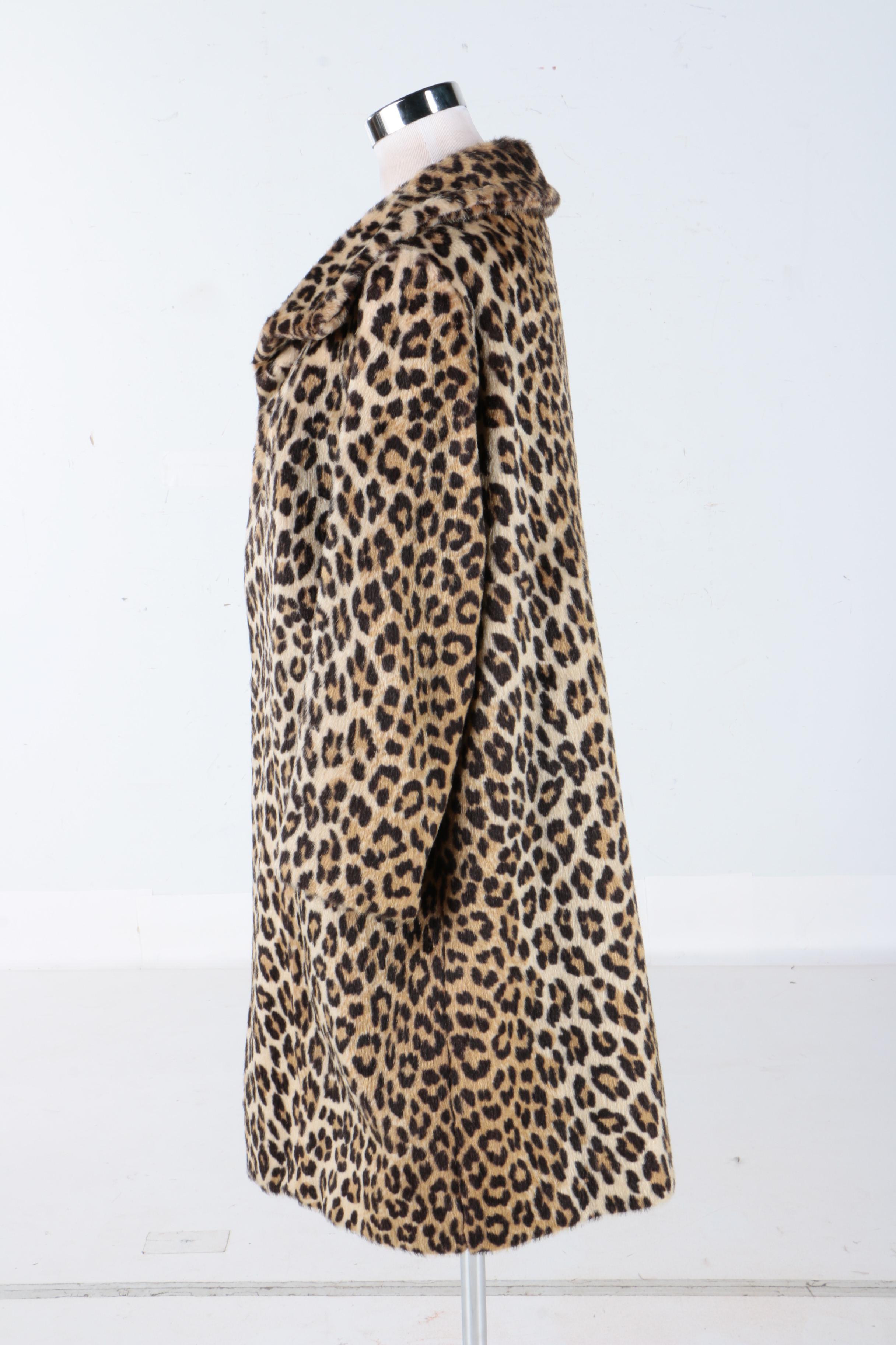 Faux Fur Leopard Print Coat