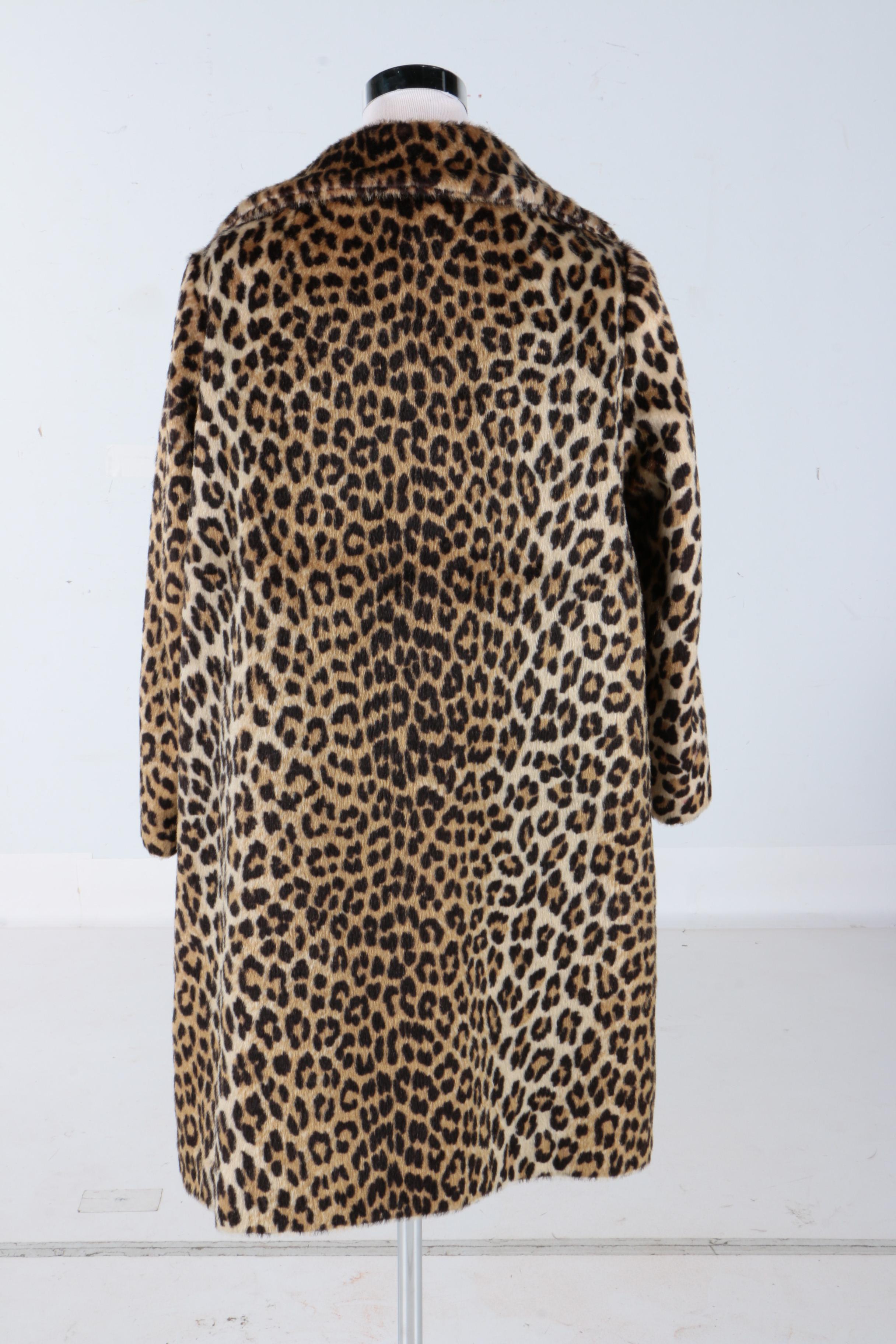 Faux Fur Leopard Print Coat