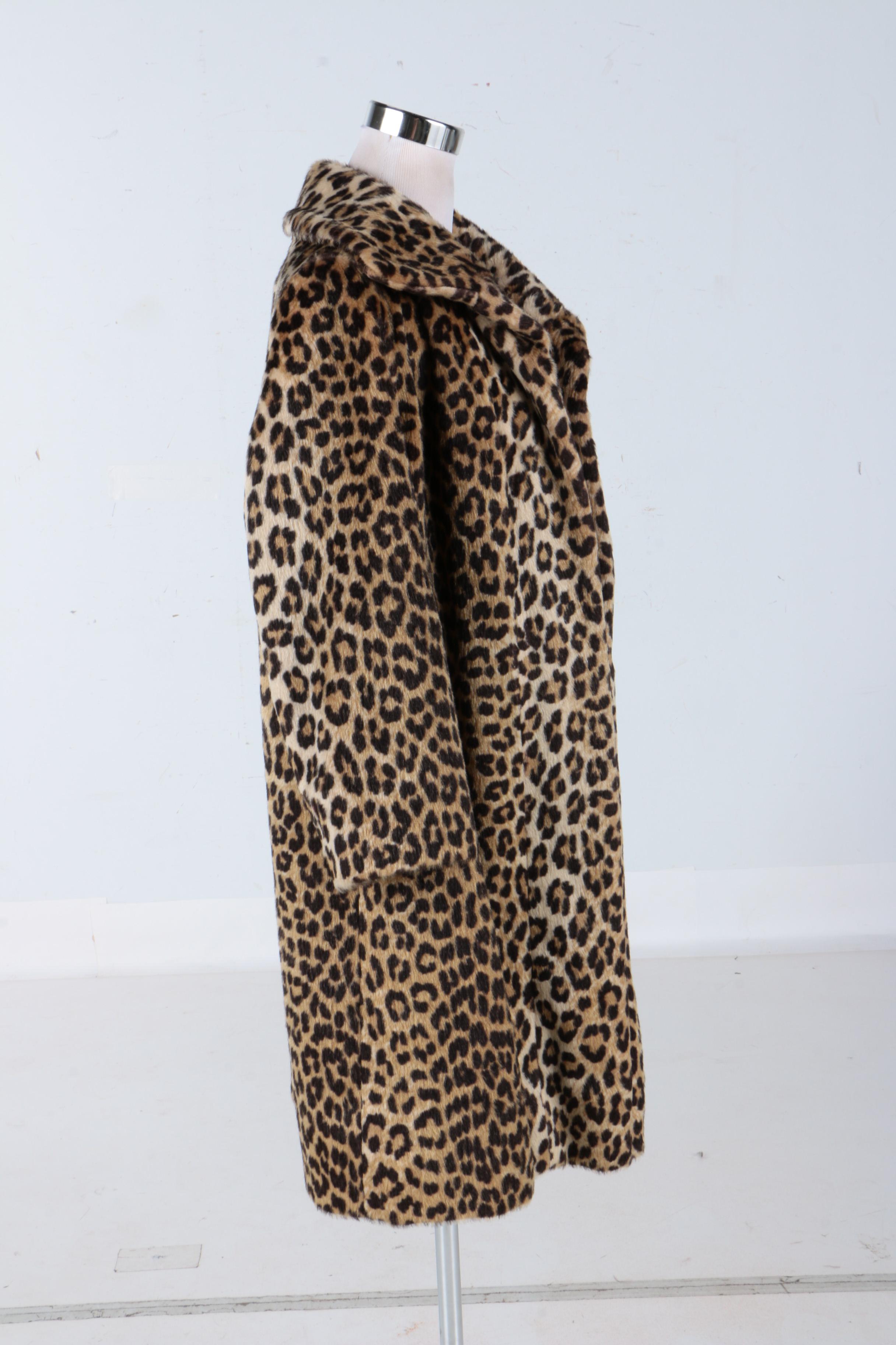 Faux Fur Leopard Print Coat