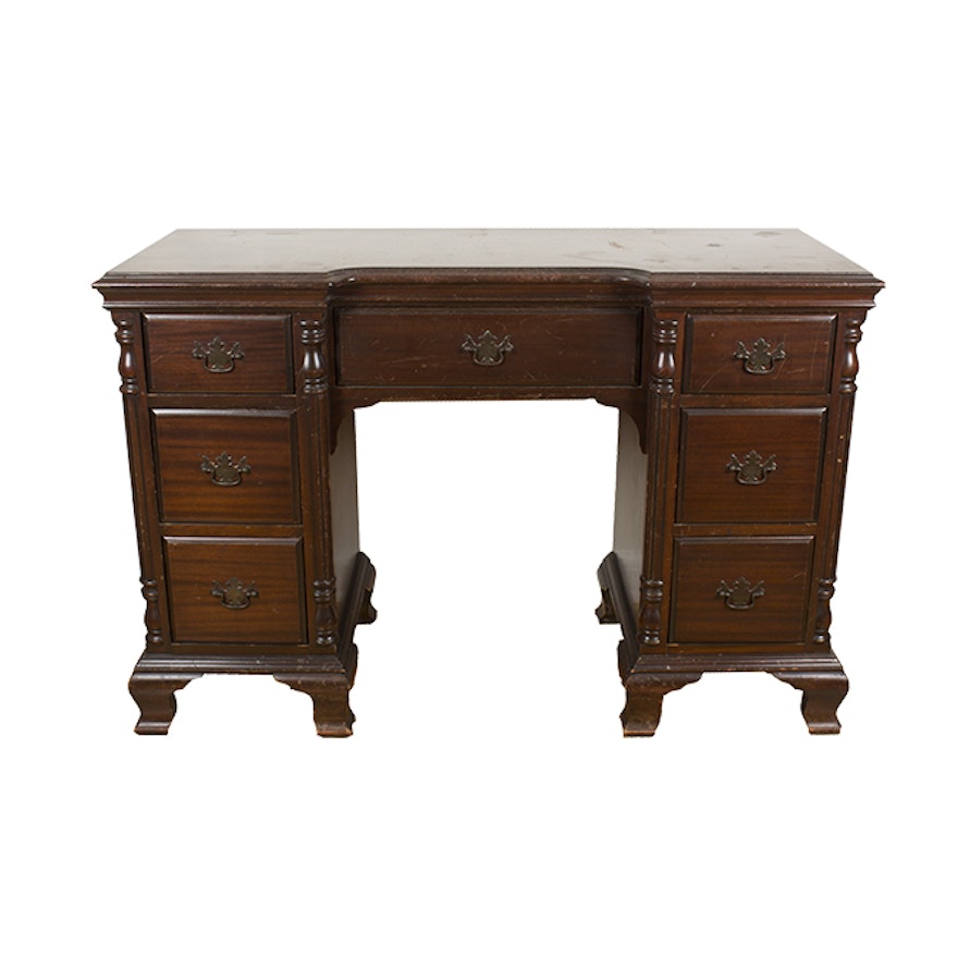 Vintage Chippendale Style Mahogany Executive Desk by Harper Furniture Company