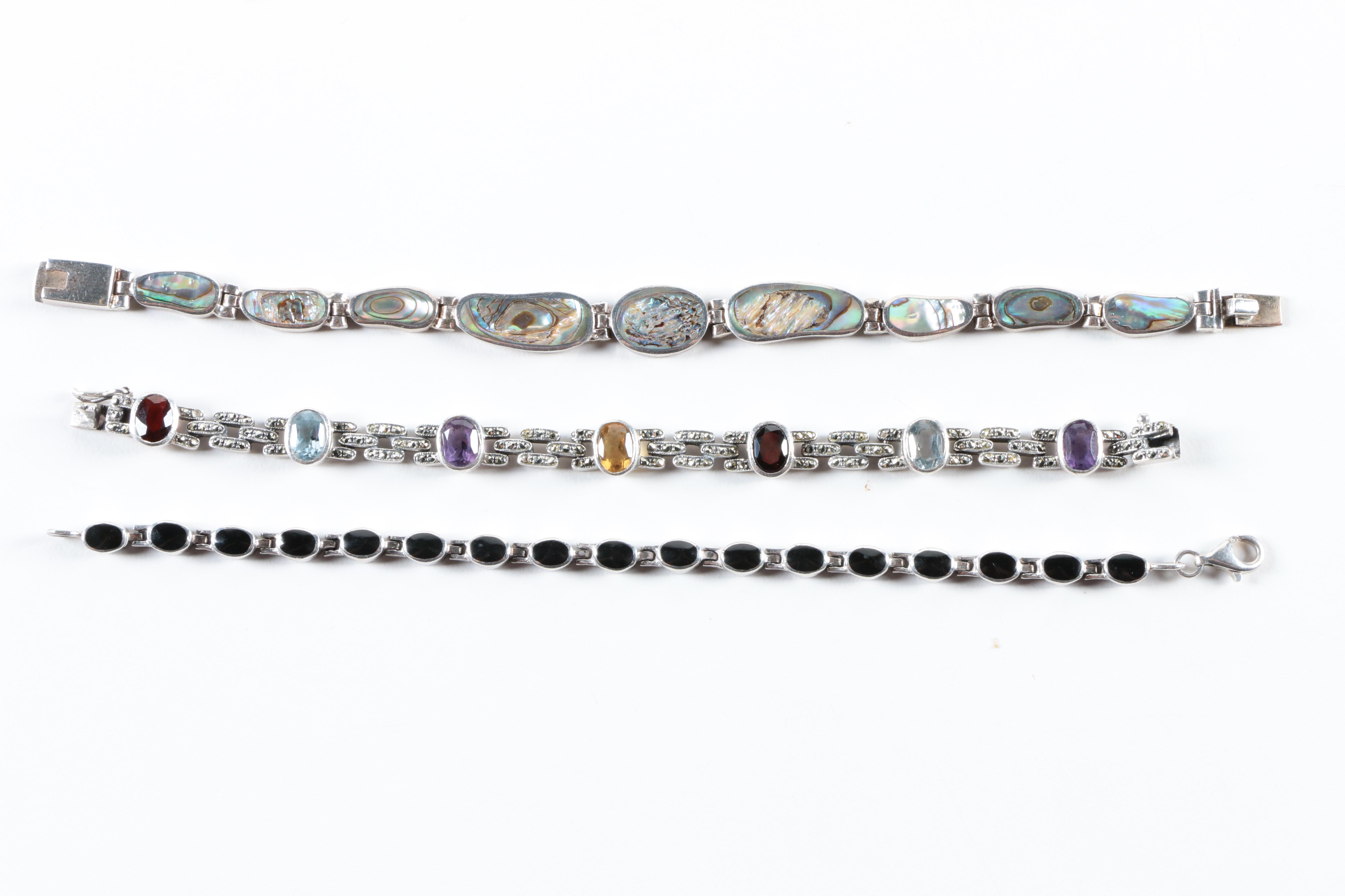 Sterling Silver and Gemstone Jewelry Including Pieces With Abalone