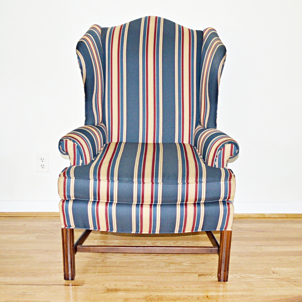 Striped Wingback Chair by Pennsylvania House