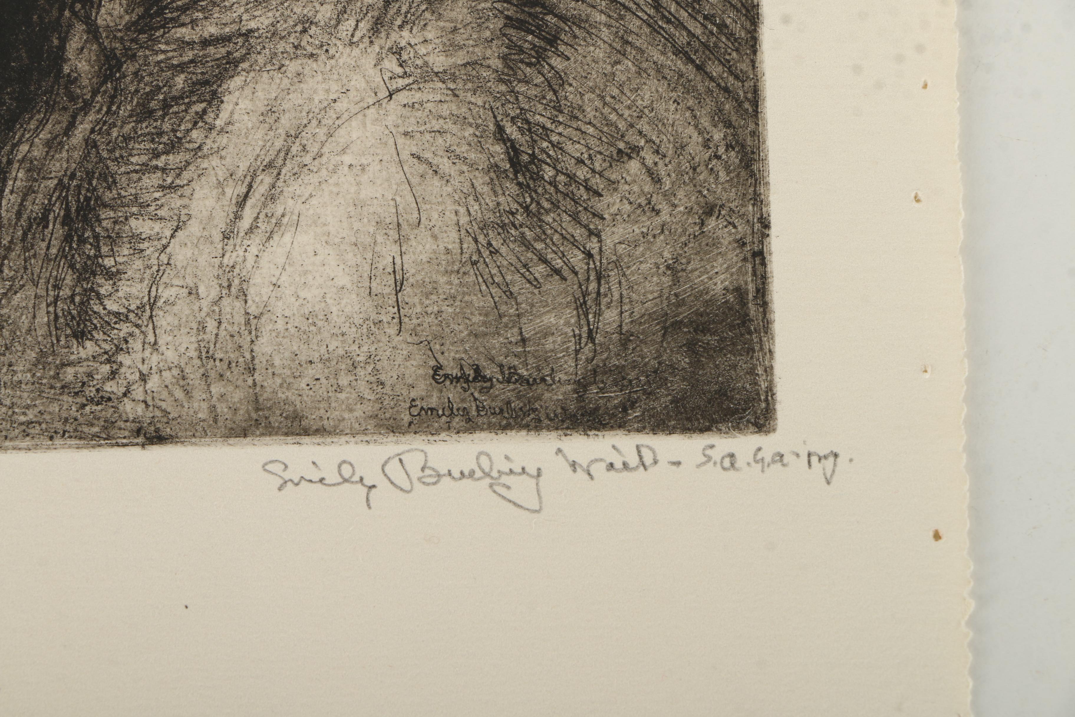Emily B. Waite Etchings of a Male Profile With a Shaving Brush