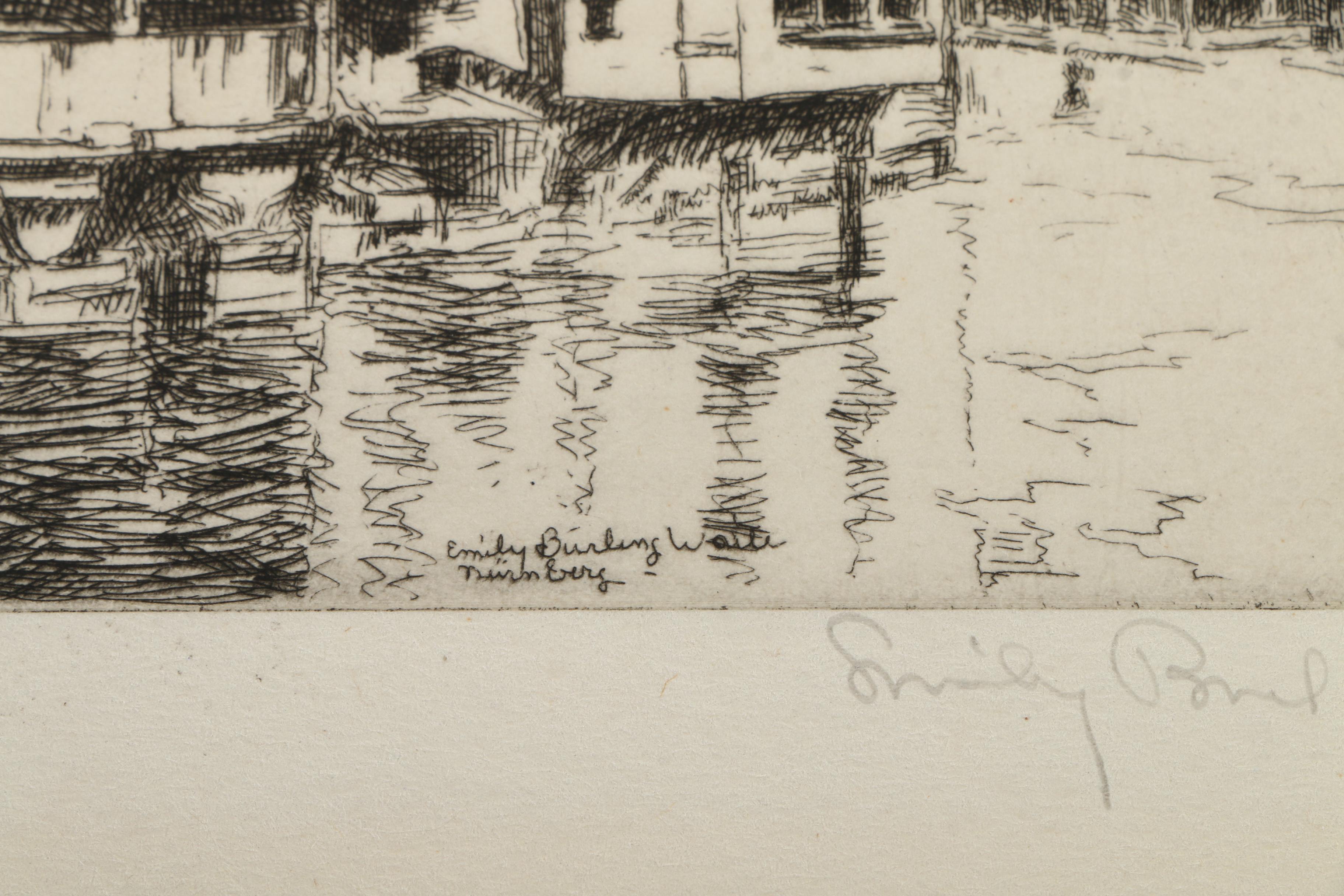 Emily B. Waite Drypoint Etching on Paper "Nurnburg"