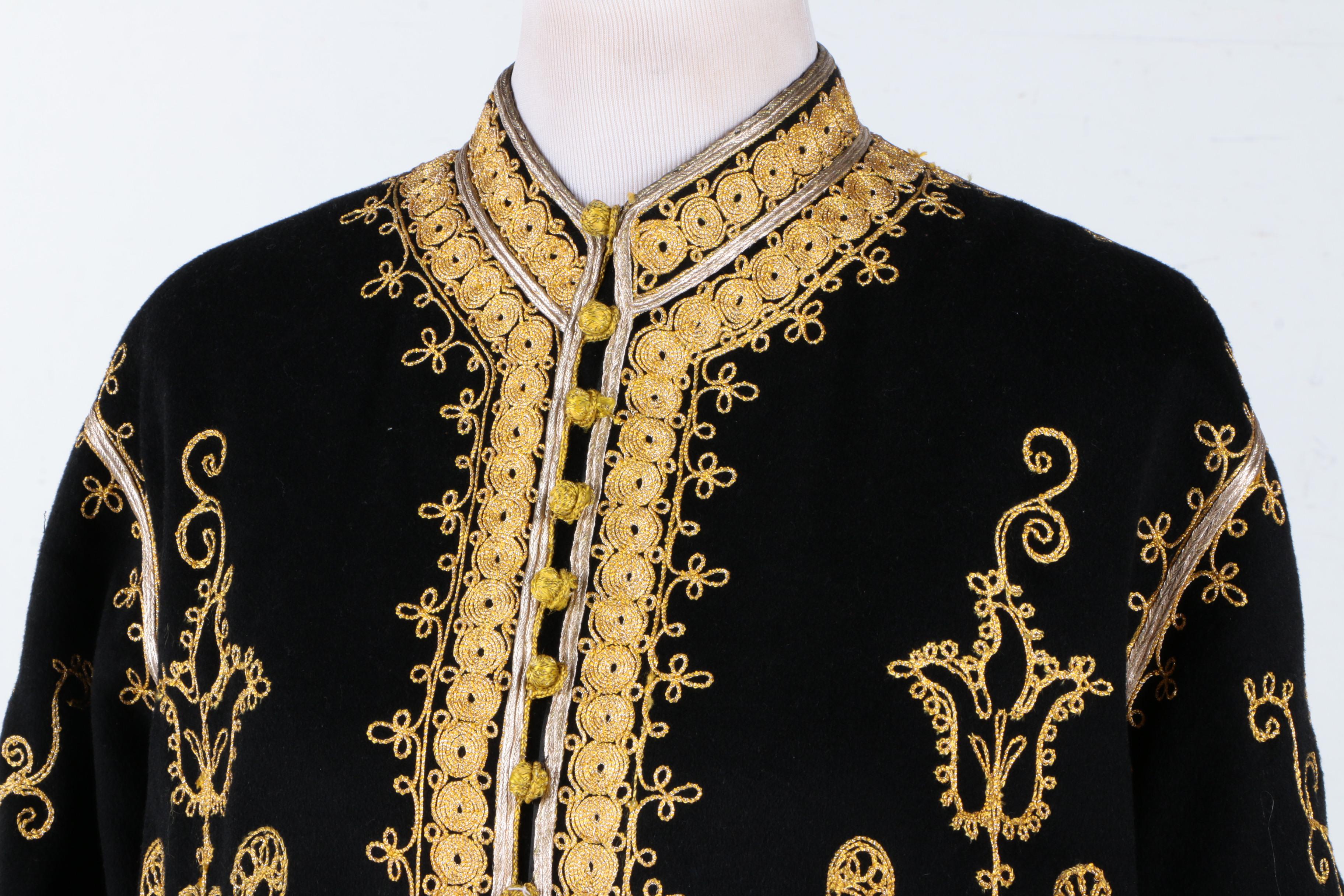 Dashiki Full Length Embellished Kaftan Wool with Gold Cord
