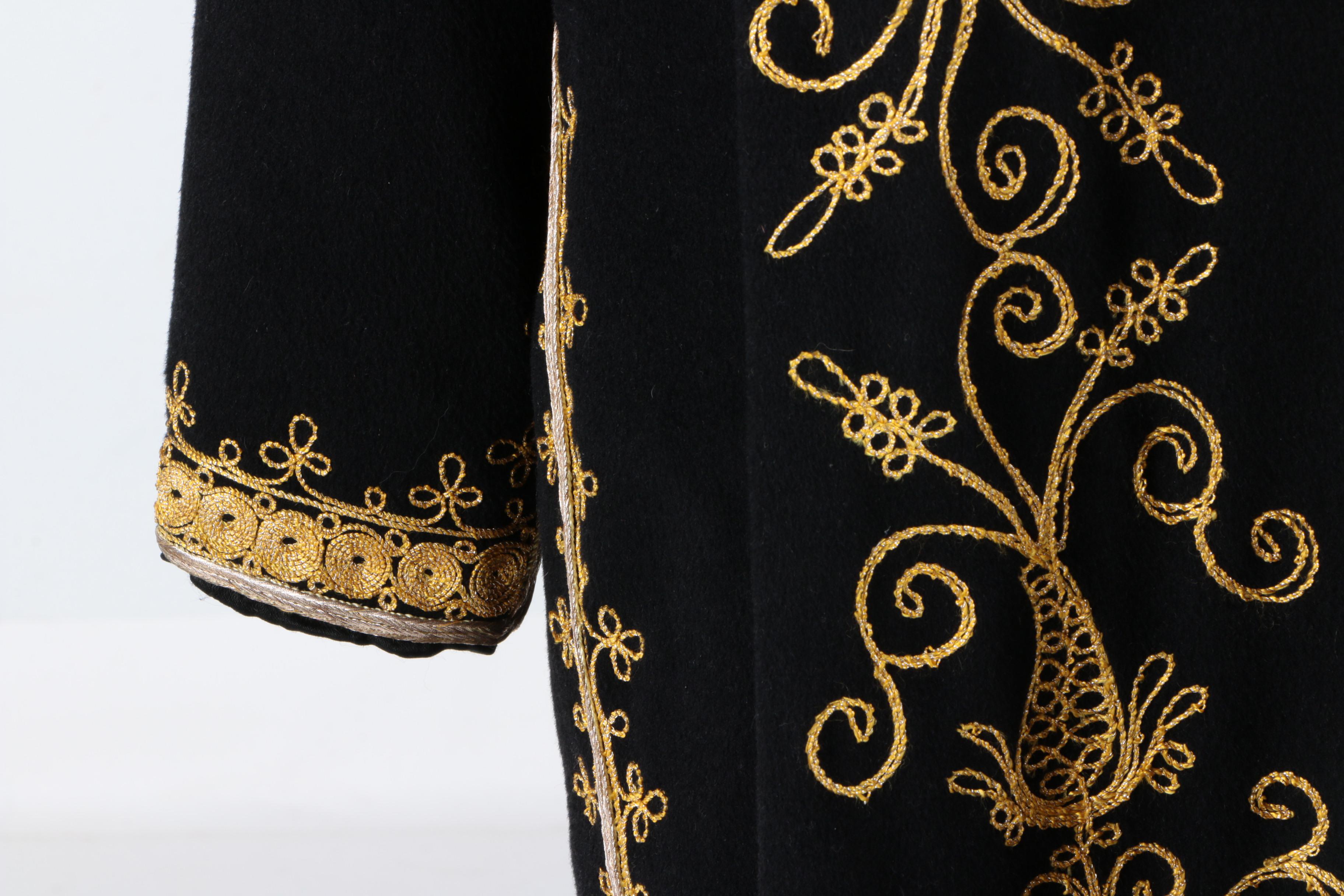 Dashiki Full Length Embellished Kaftan Wool with Gold Cord