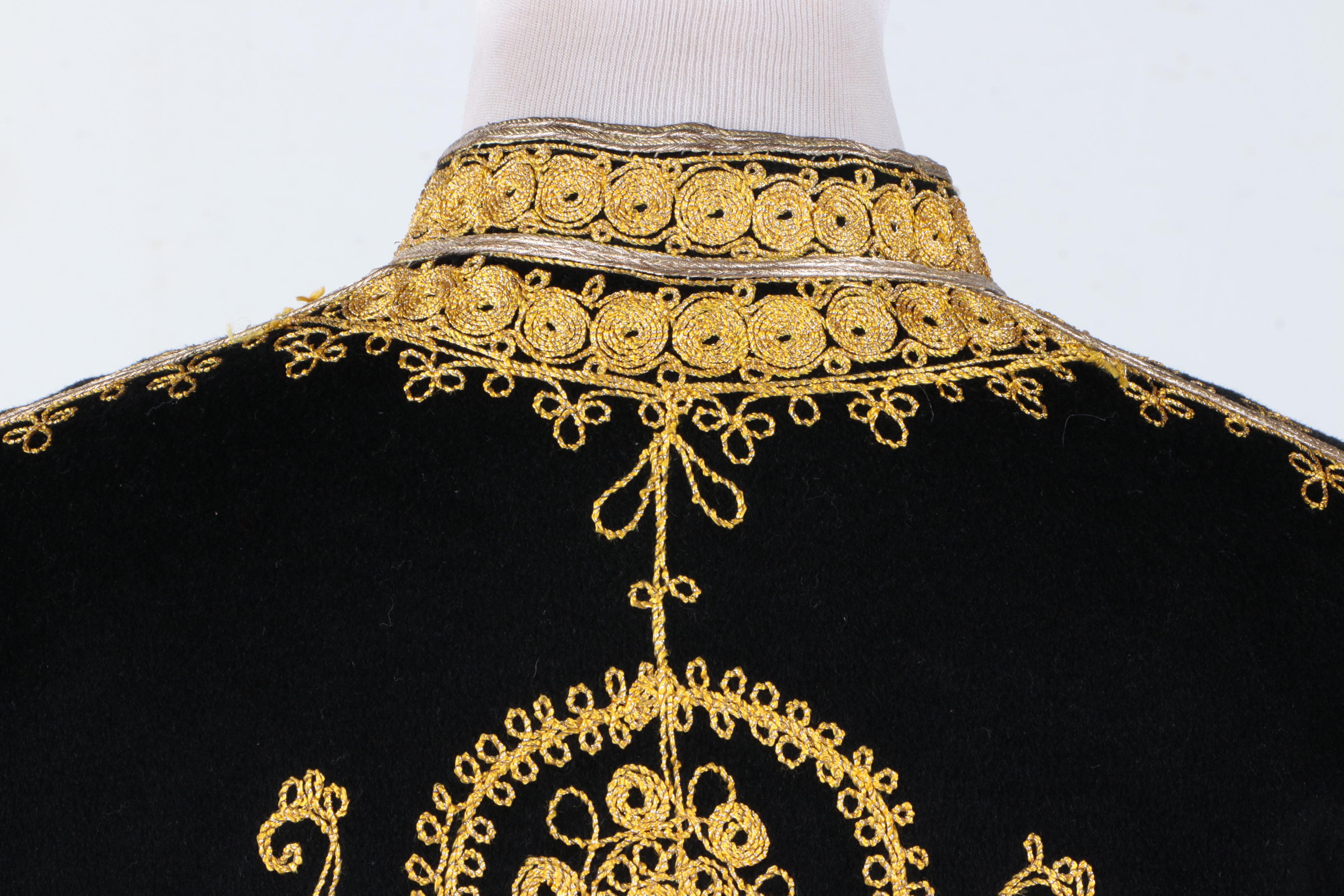 Dashiki Full Length Embellished Kaftan Wool with Gold Cord