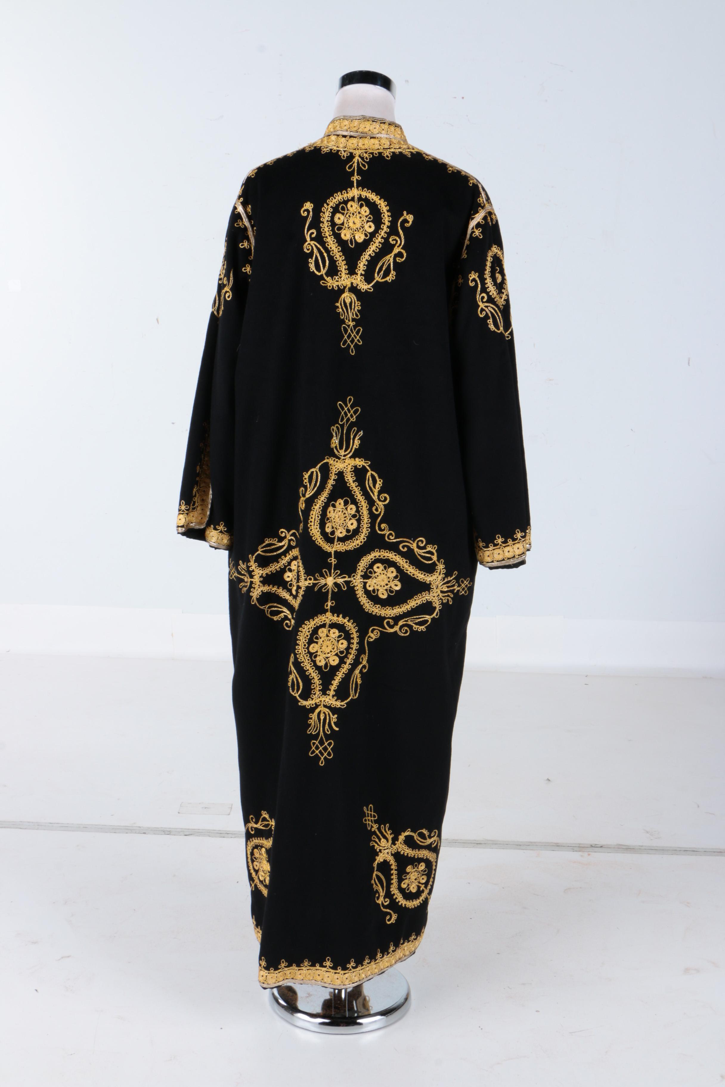 Dashiki Full Length Embellished Kaftan Wool with Gold Cord