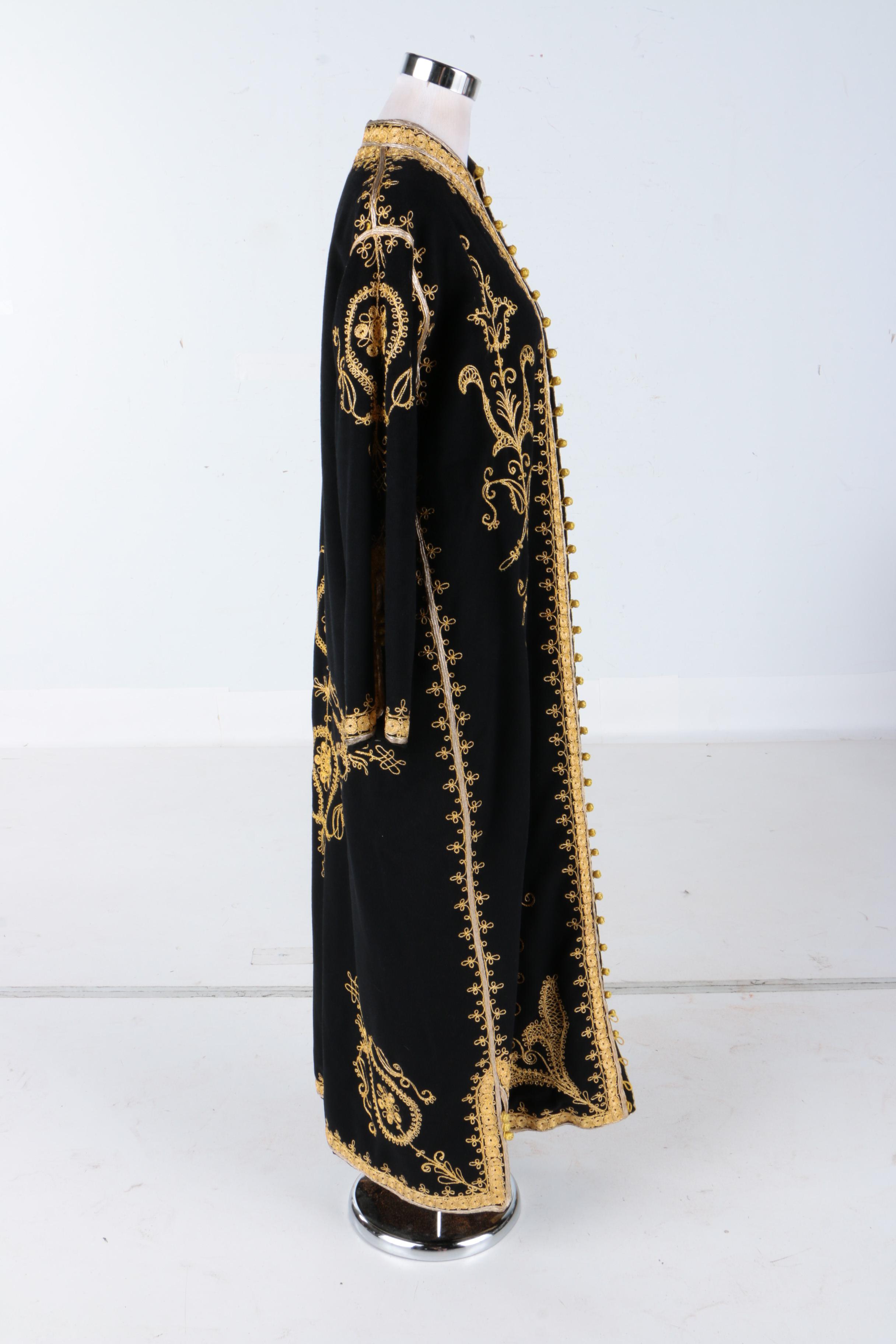 Dashiki Full Length Embellished Kaftan Wool with Gold Cord