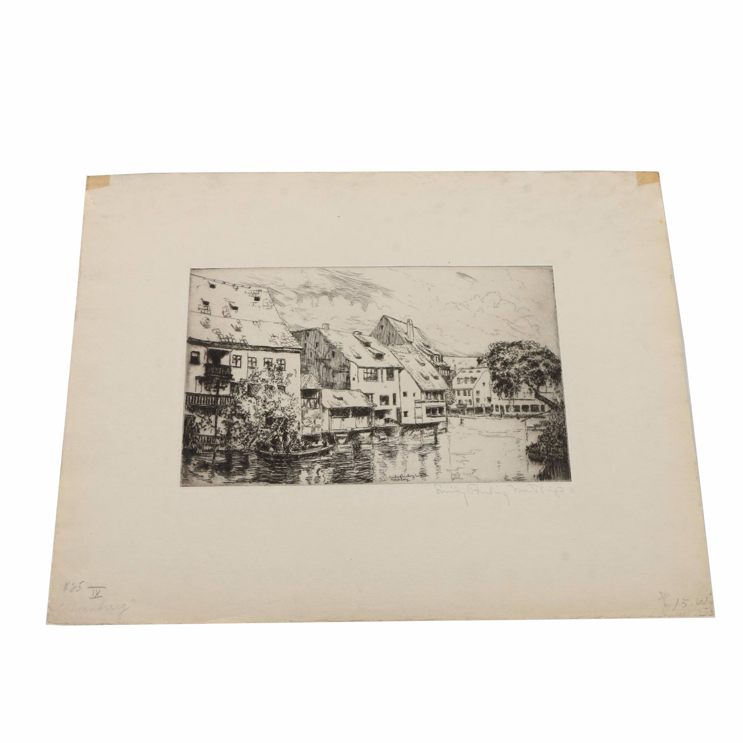 Emily B. Waite Drypoint Etching on Paper "Nurnburg"