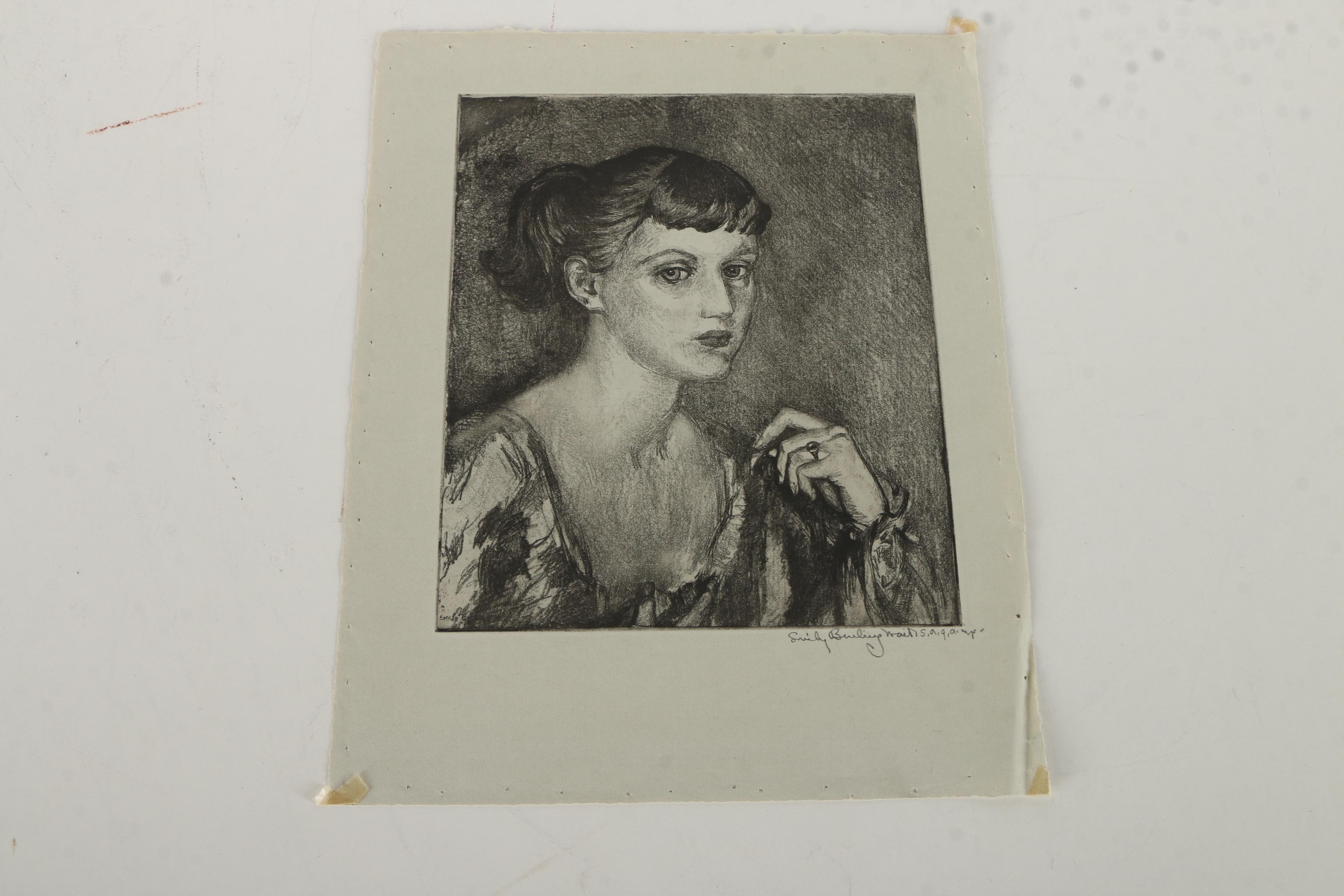 Collection of Emily B. Waite Etchings of Female Portraits
