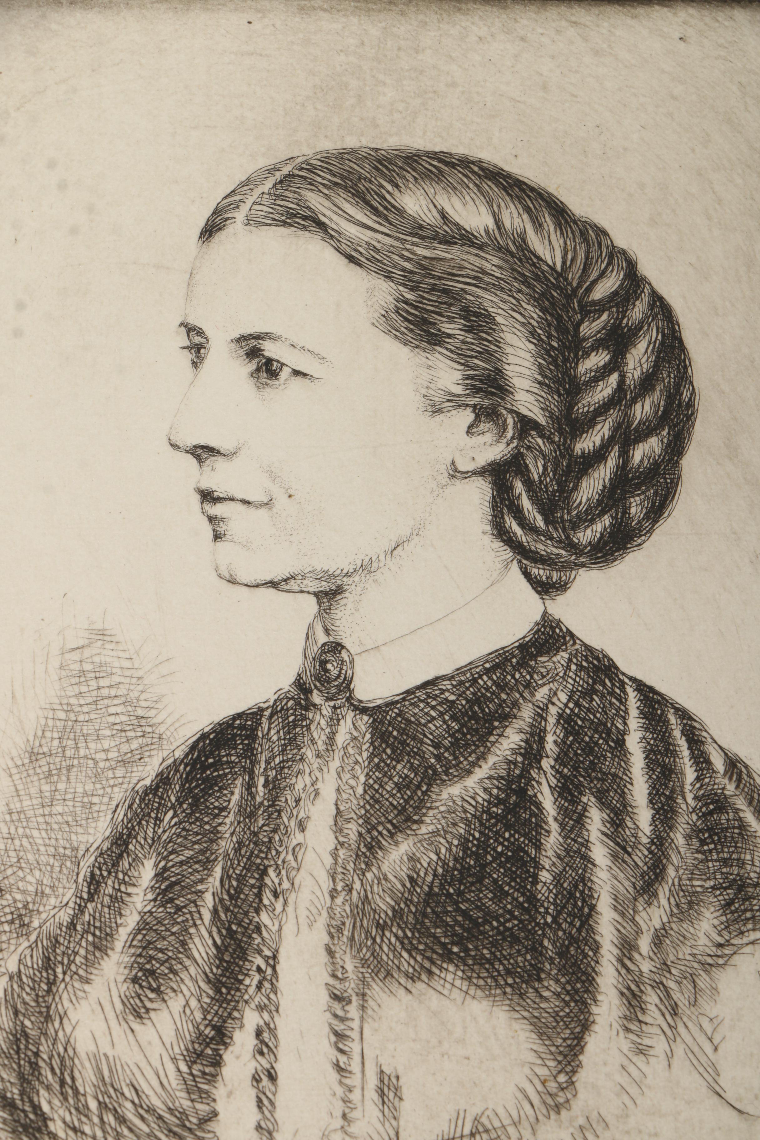 Collection of Emily B. Waite Etchings of Female Portraits