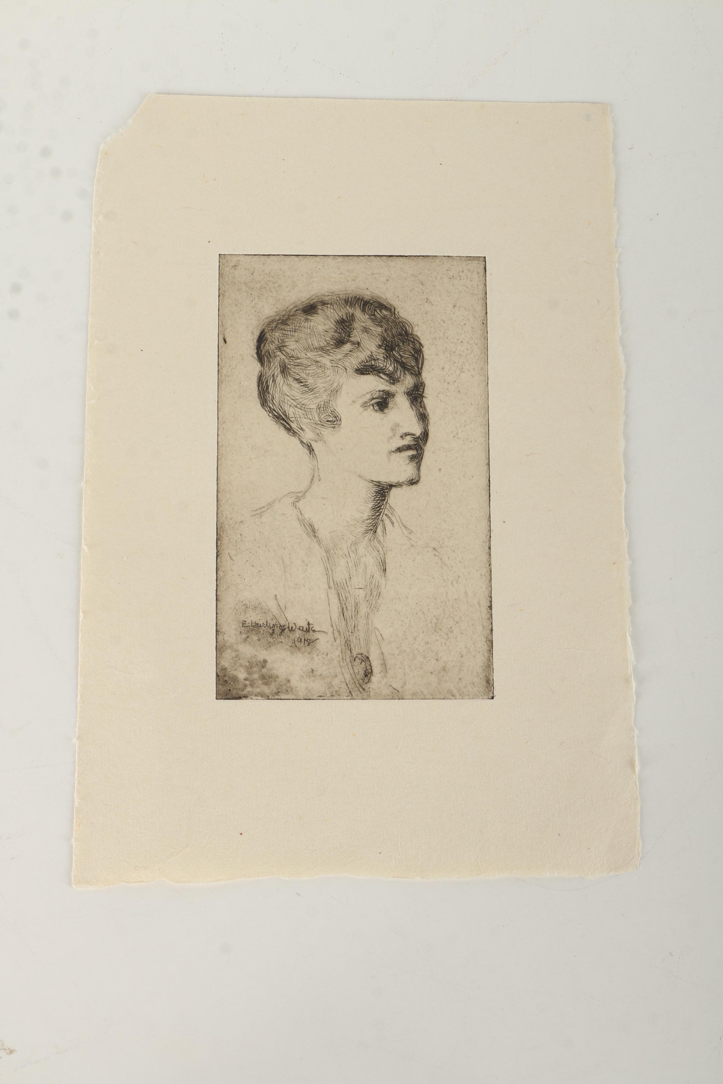 Collection of Emily B. Waite Etchings of Female Portraits