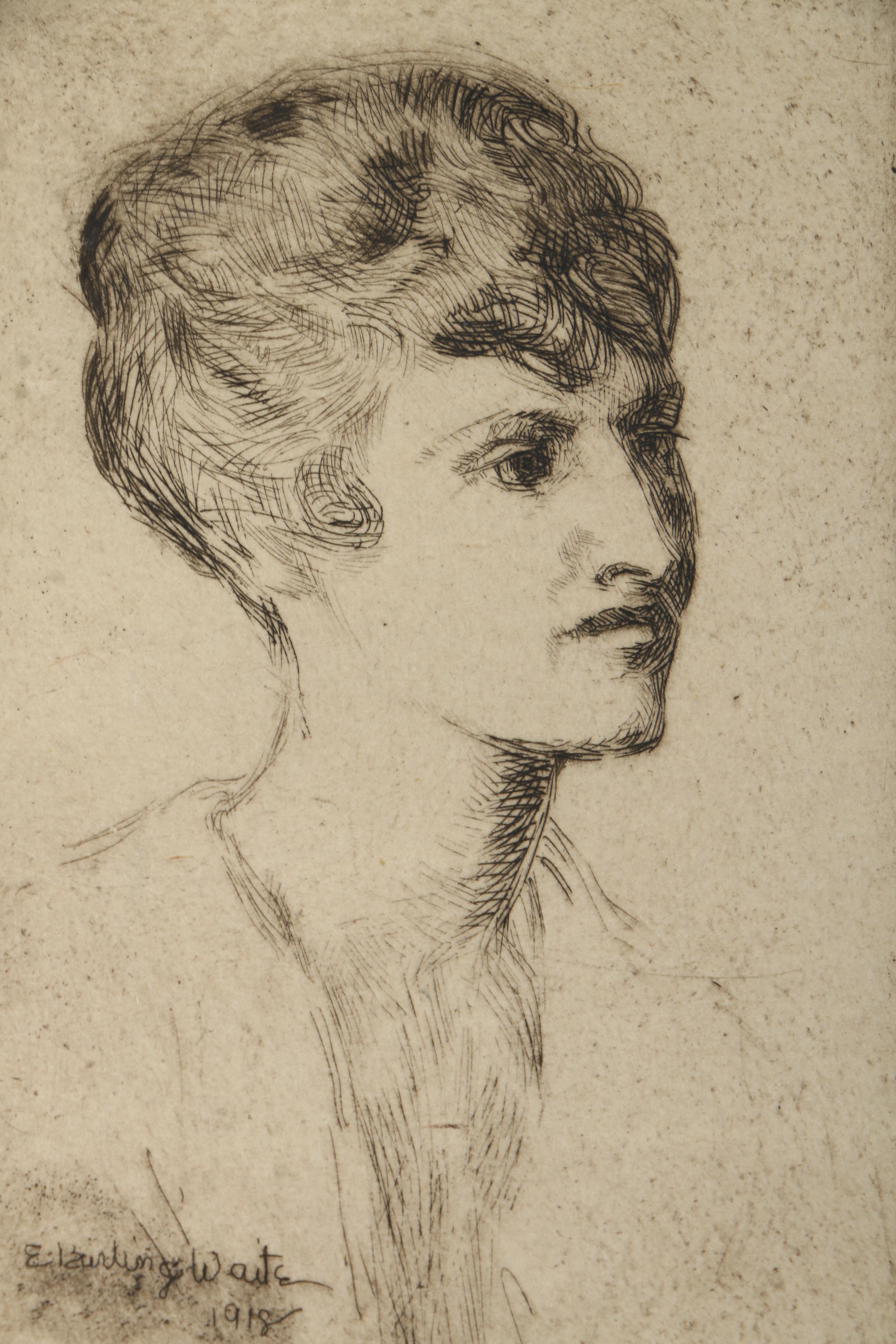 Collection of Emily B. Waite Etchings of Female Portraits