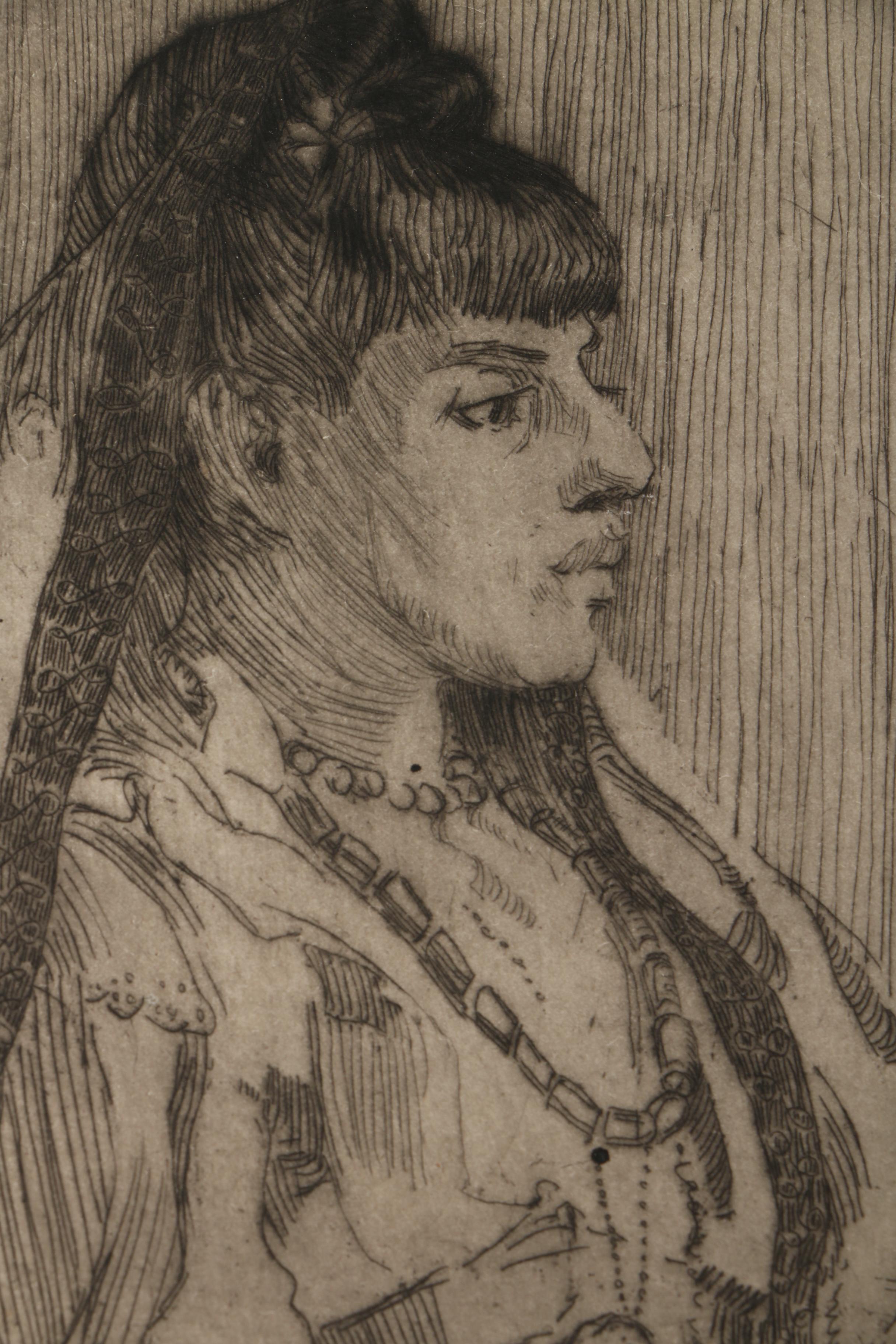 Collection of Emily B. Waite Etchings of Female Profiles