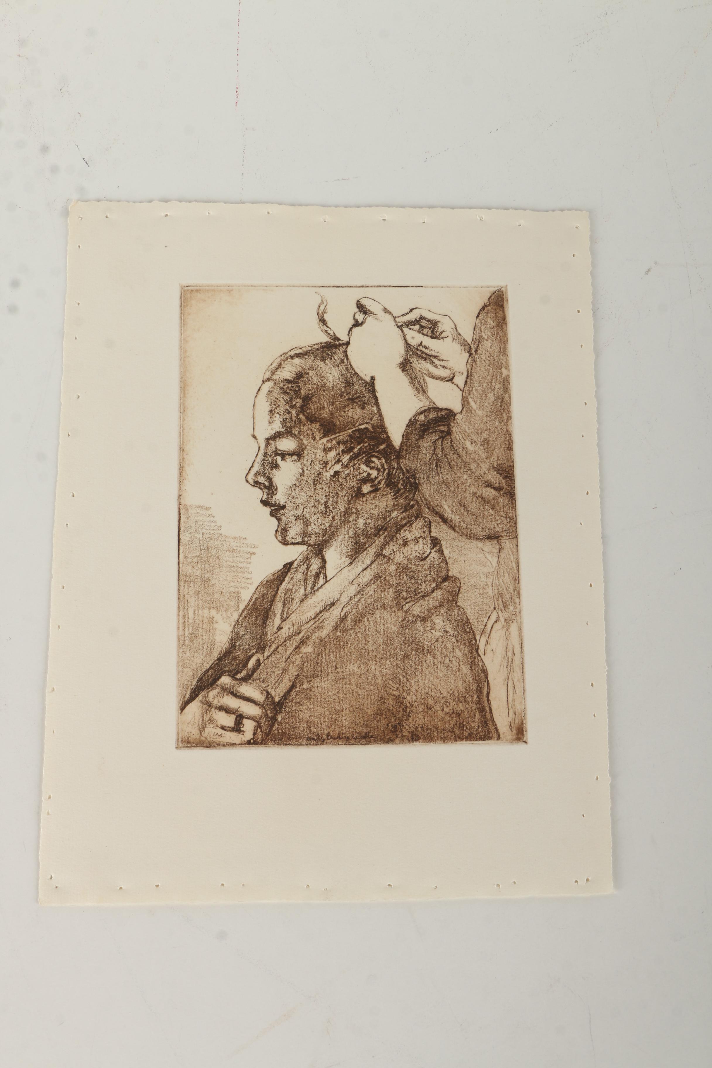 Collection of Emily B. Waite Etchings of Female Profiles