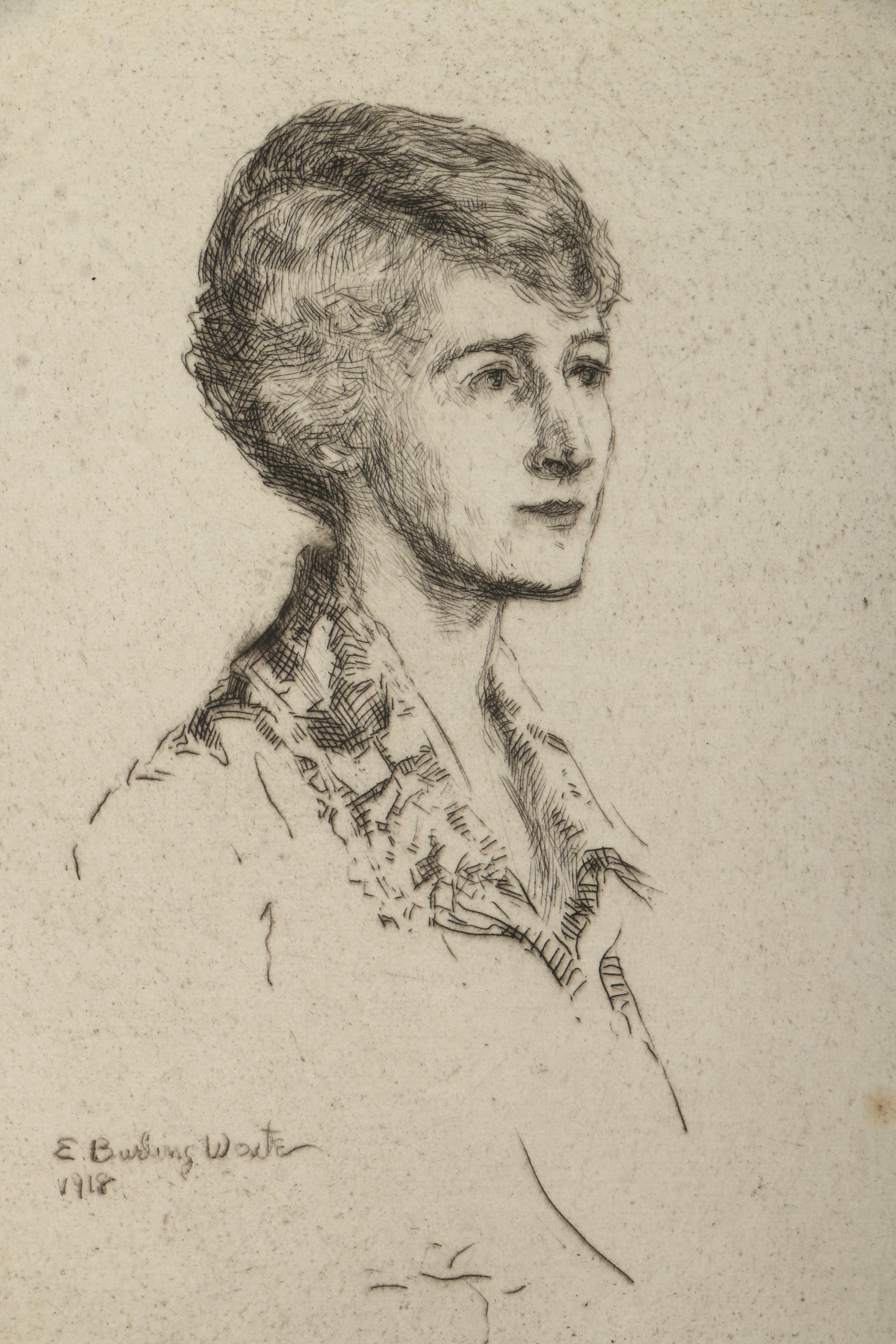 Collection of Emily B. Waite Etchings of Female Profiles