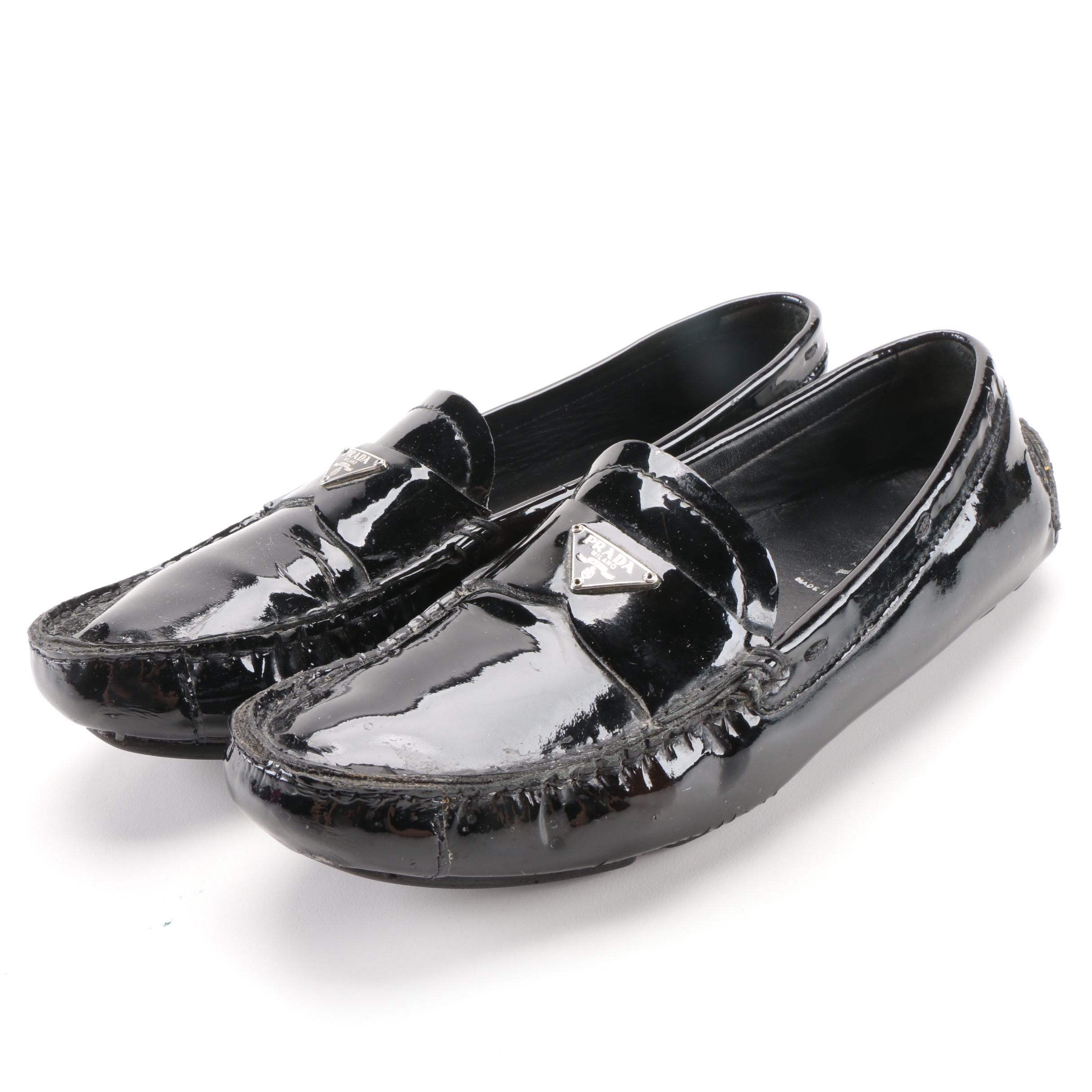 Prada Black Patent Leather Loafers