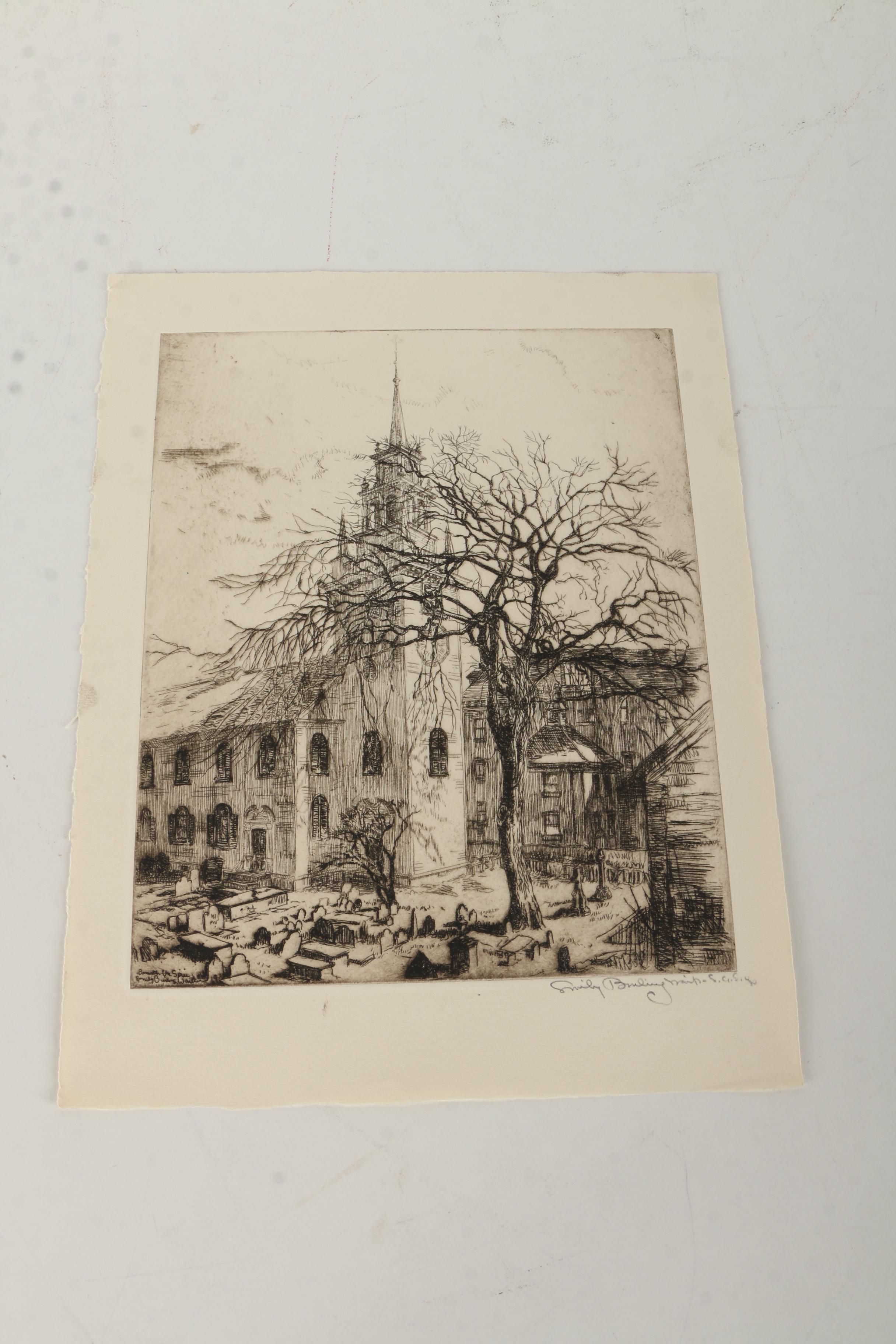 Collection of Emily B. Waite Etchings of Architectural Figures
