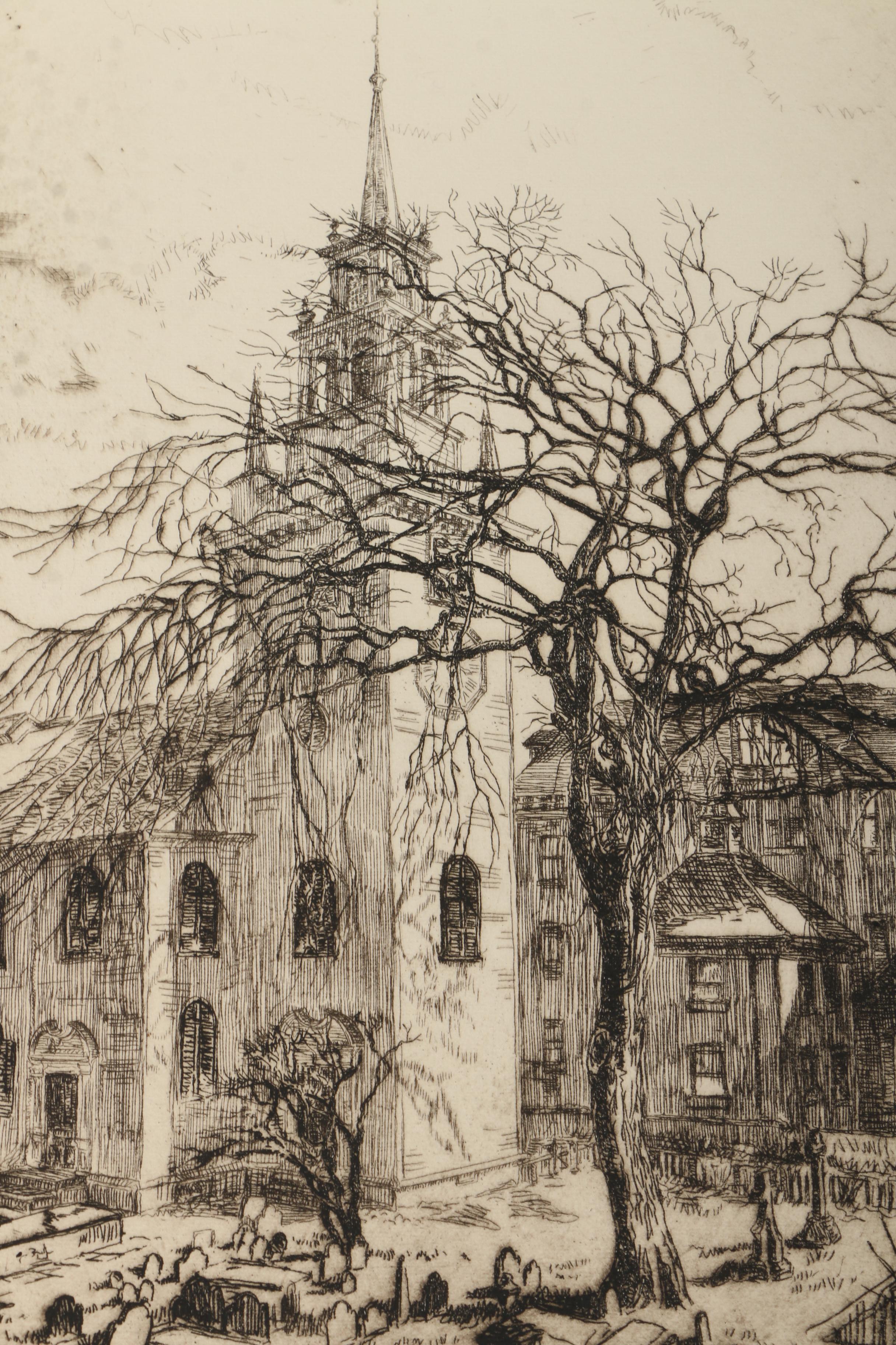 Collection of Emily B. Waite Etchings of Architectural Figures