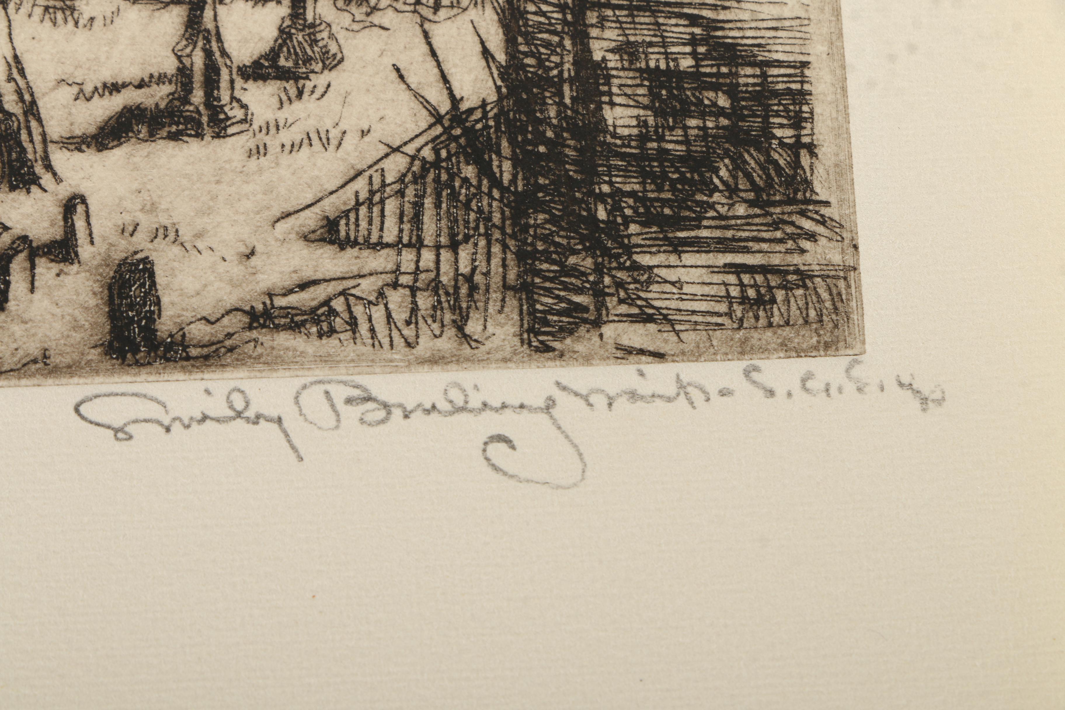 Collection of Emily B. Waite Etchings of Architectural Figures