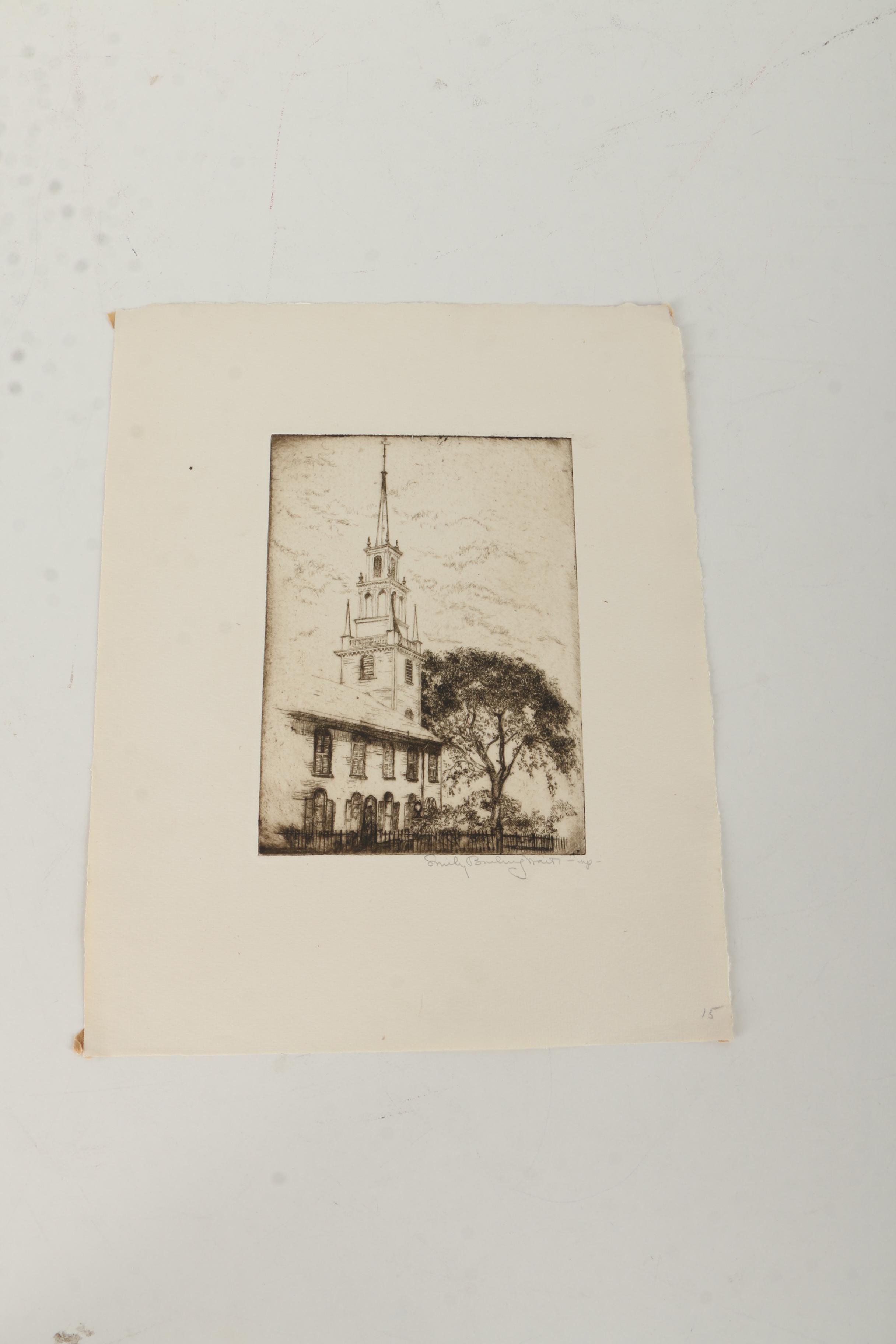 Collection of Emily B. Waite Etchings of Architectural Figures