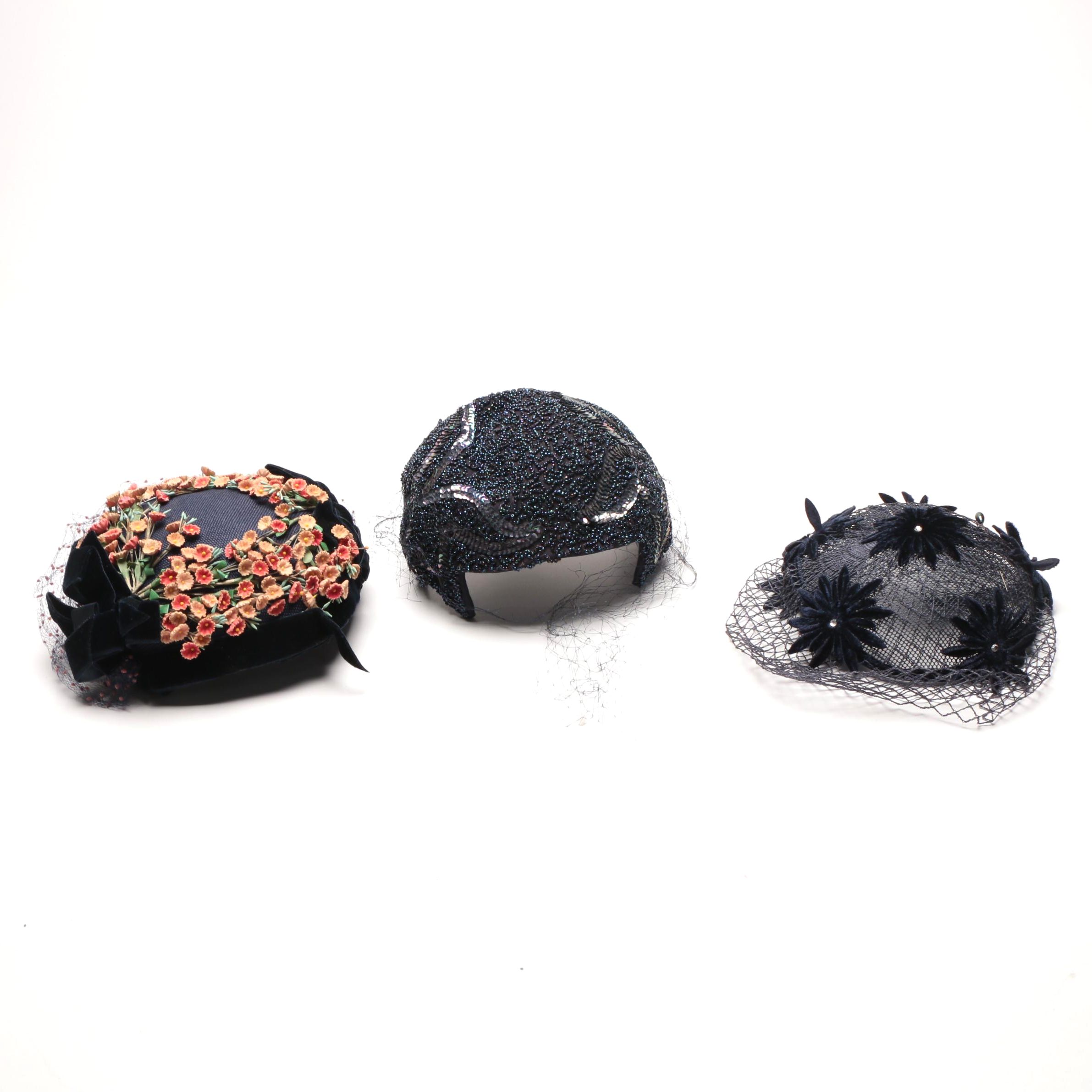 Vintage Headpieces including Marshall Field Debutante room
