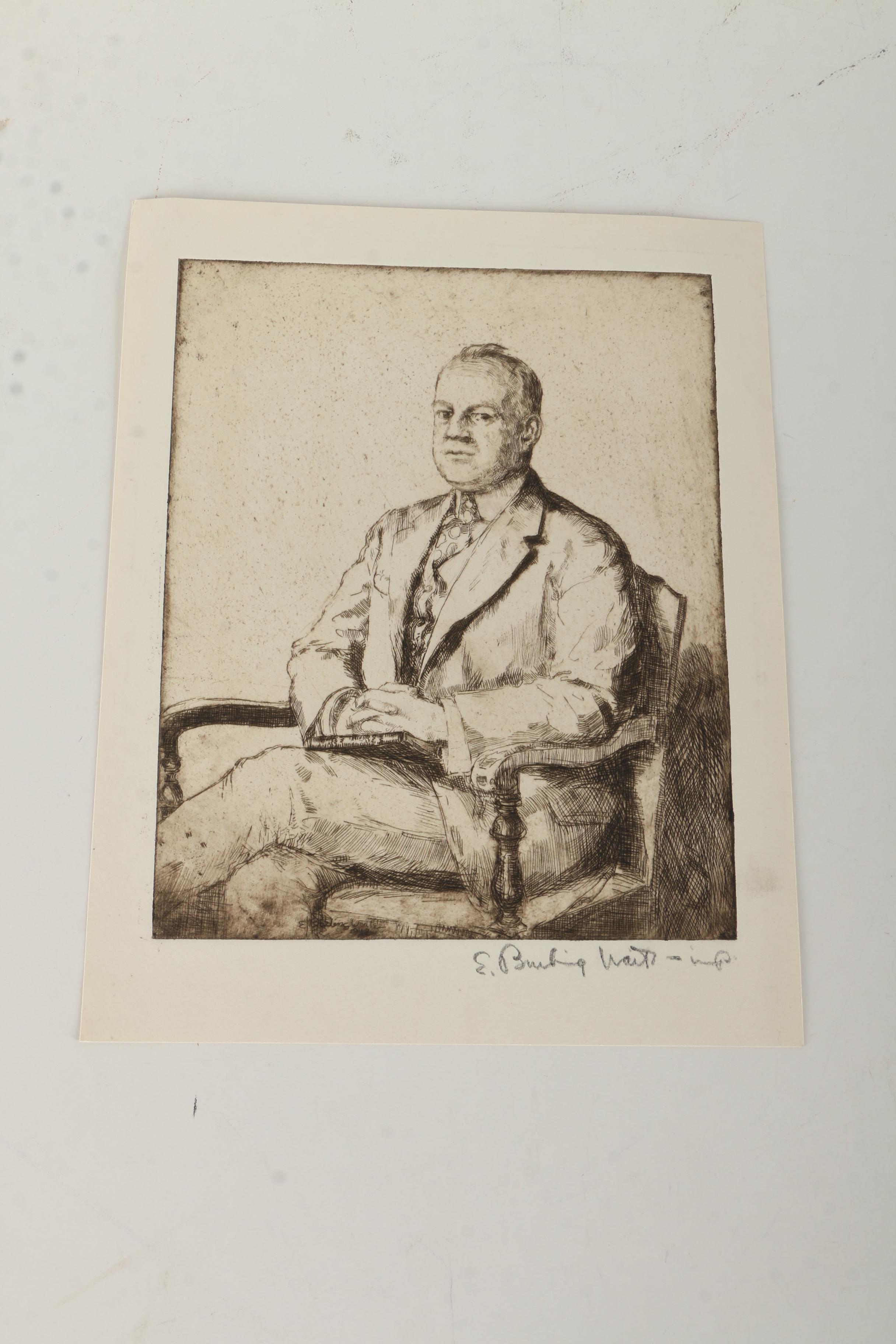 Emily B. Waite Etchings of Male Portraits