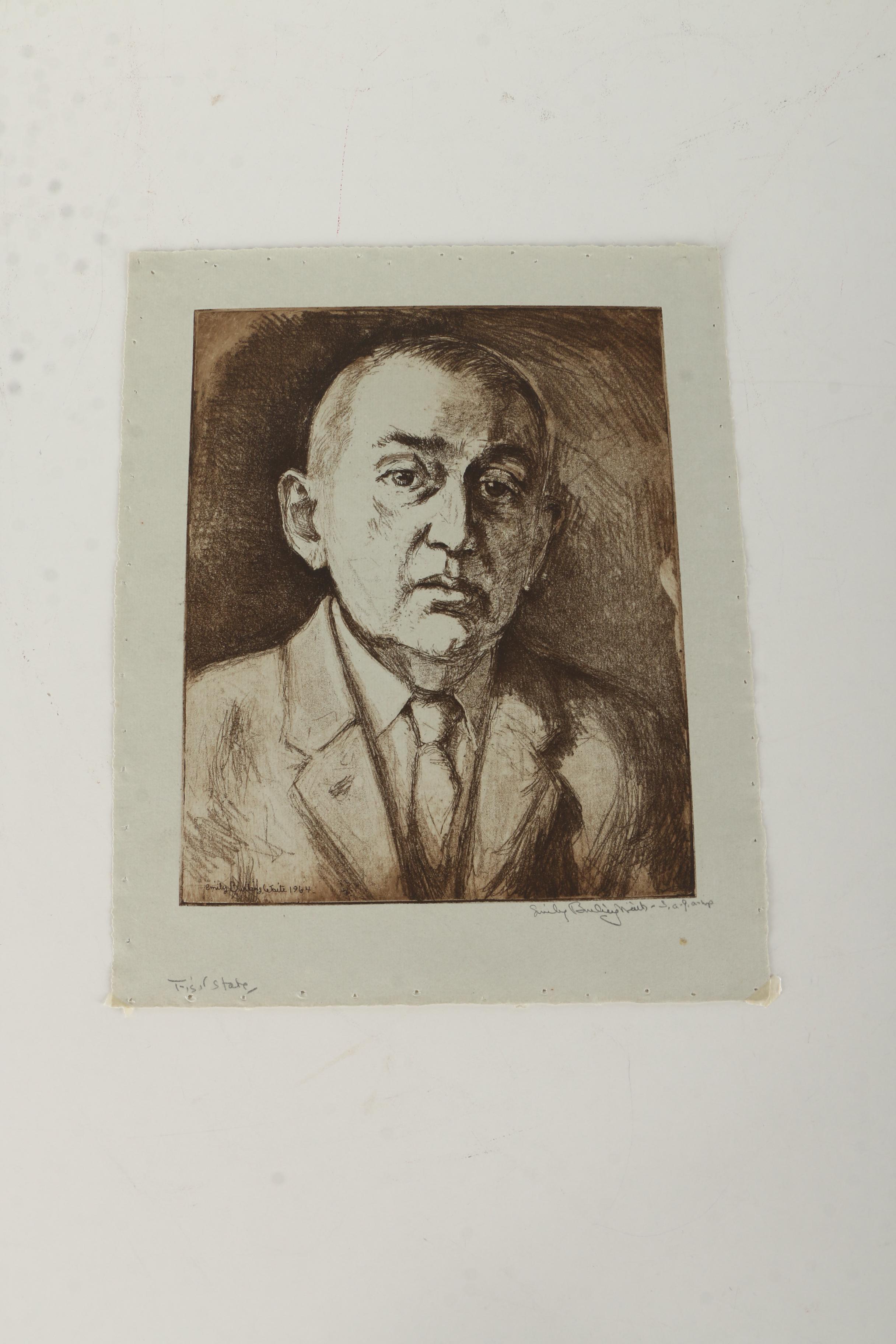 Emily B. Waite Etchings of Male Portraits