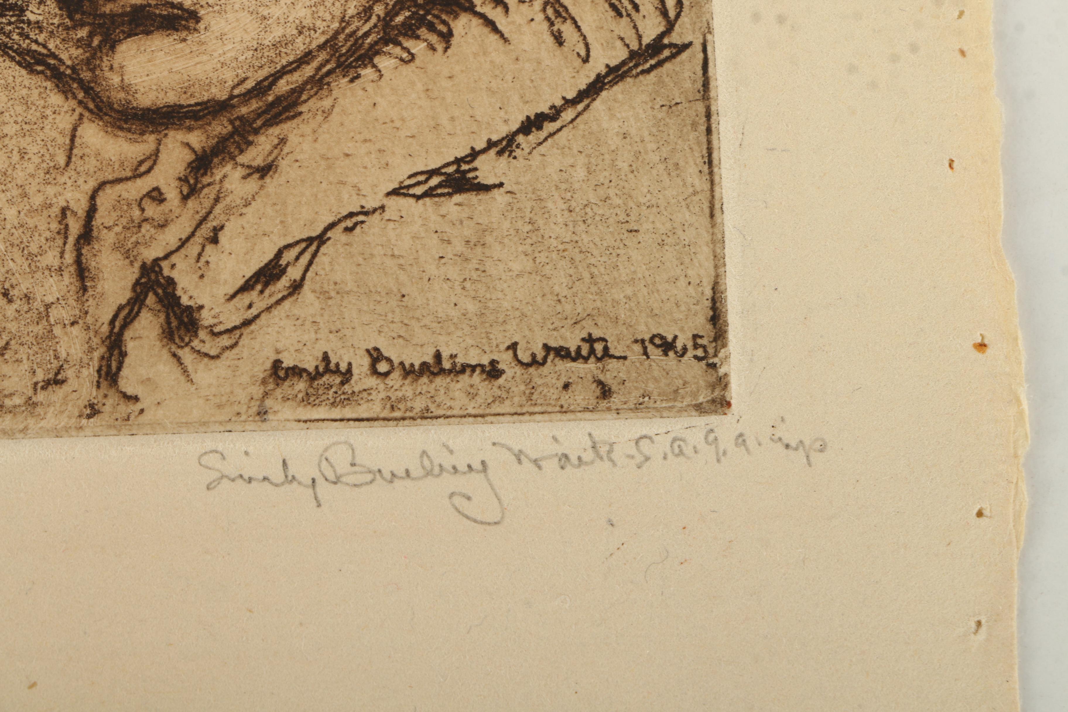 Emily B. Waite Aquatint Etchings of Children and a Doll