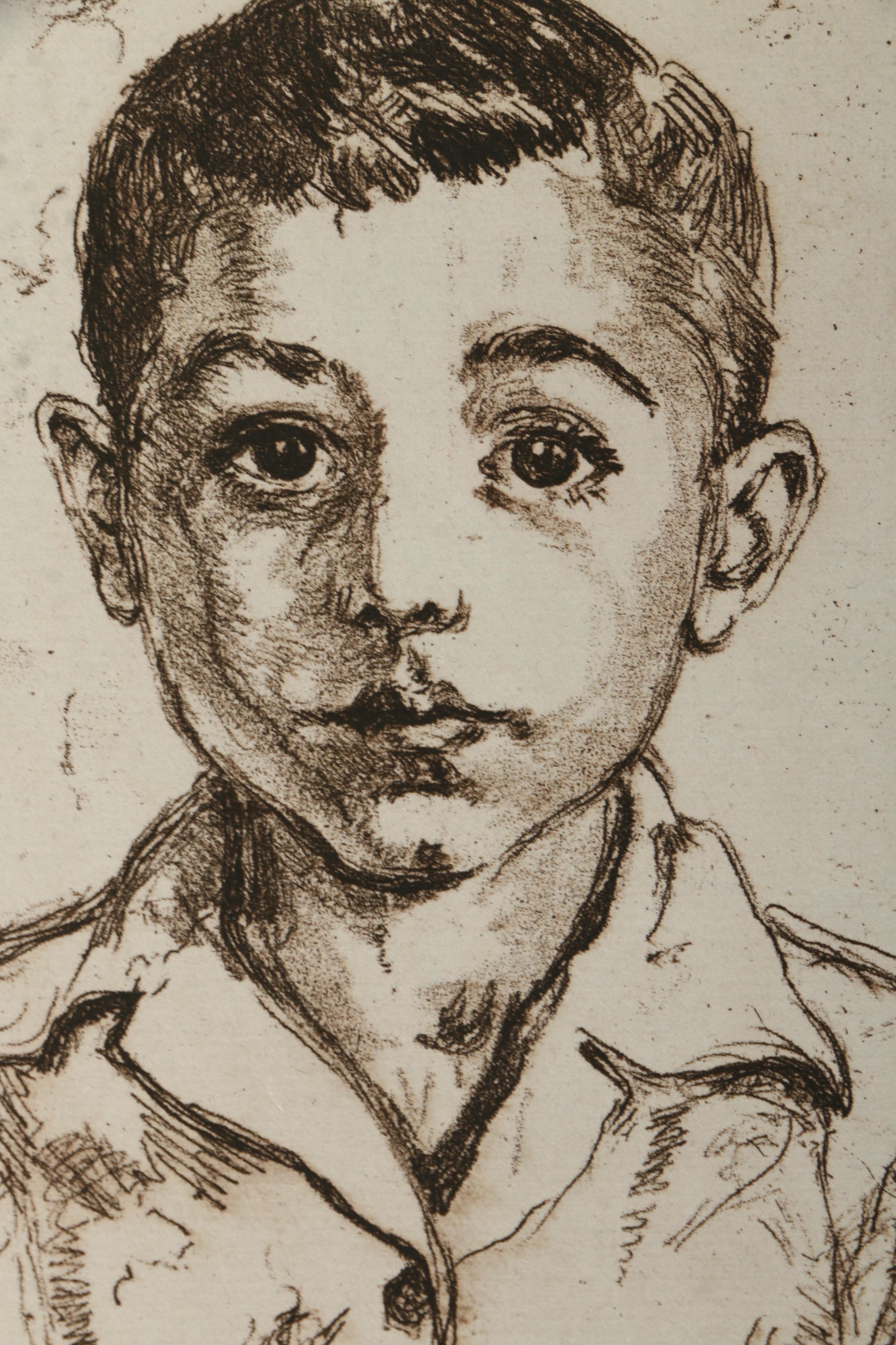 Emily B. Waite Aquatint Etchings of Children and a Doll