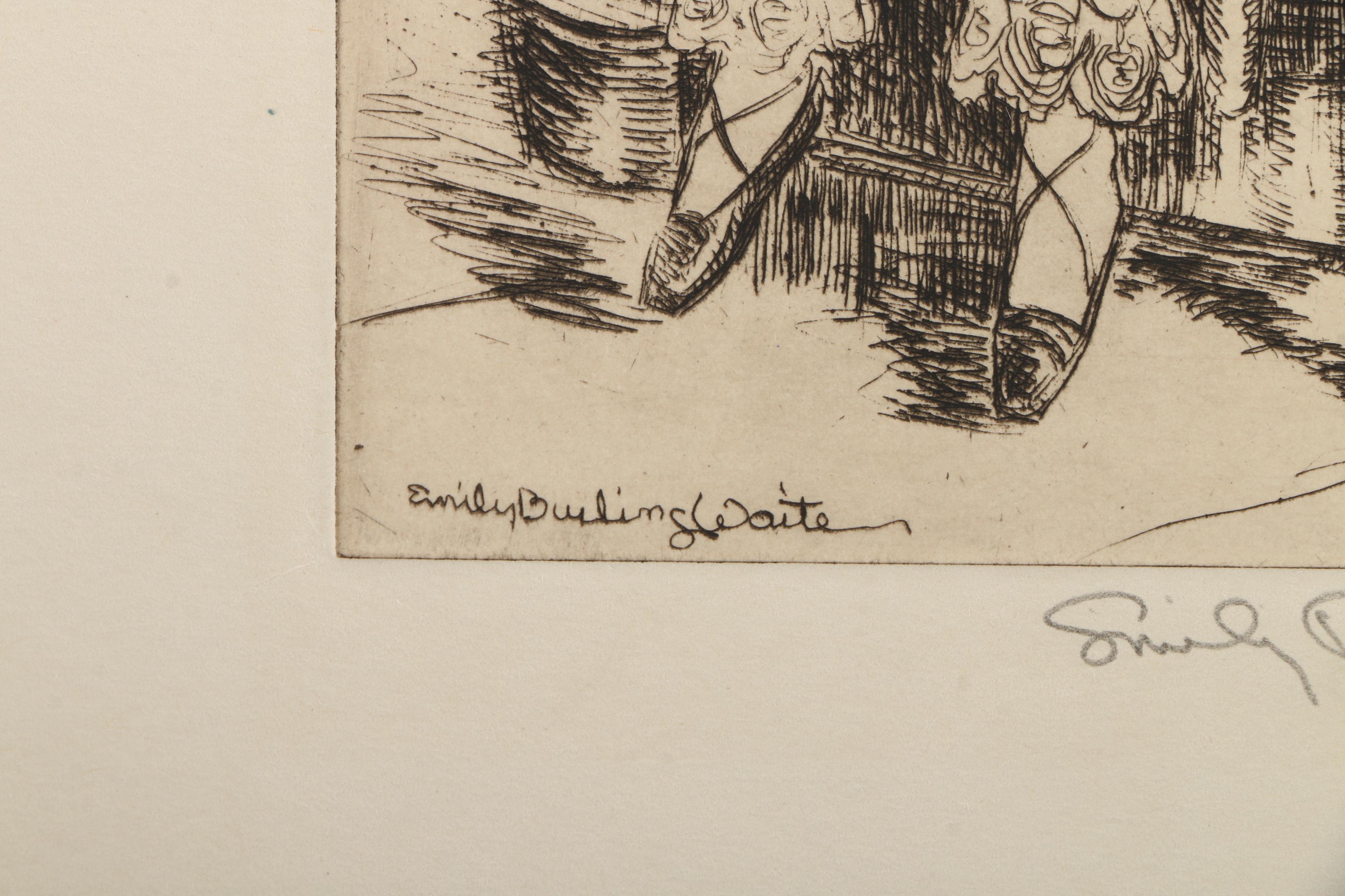 Emily B. Waite Aquatint Etchings of Children and a Doll