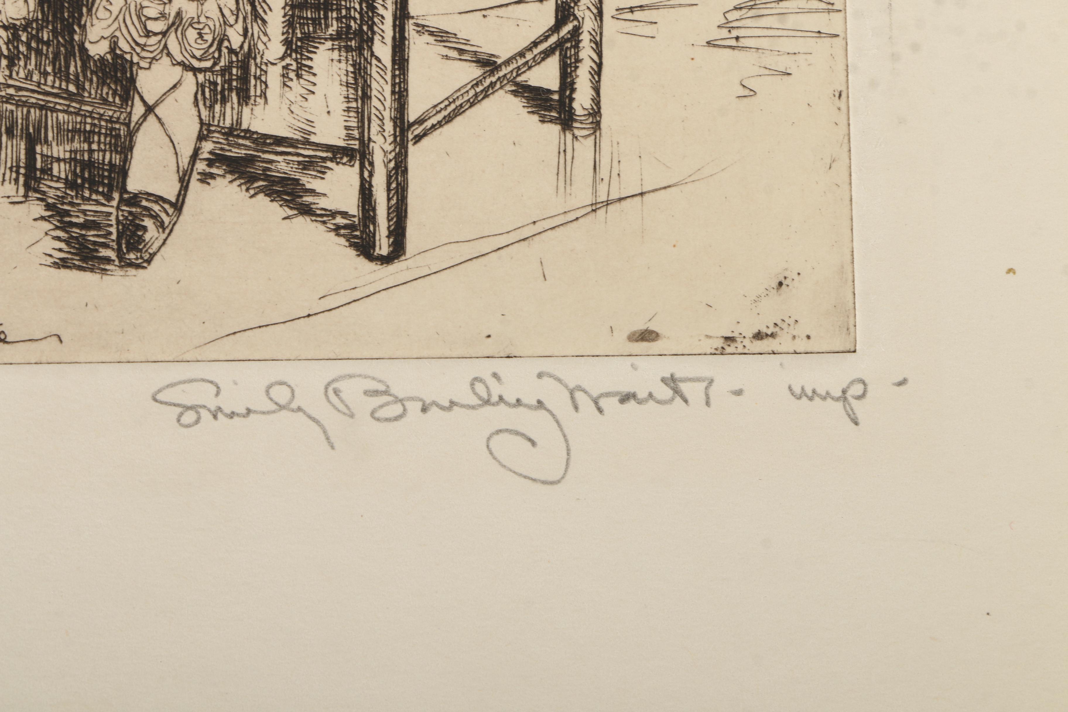 Emily B. Waite Aquatint Etchings of Children and a Doll